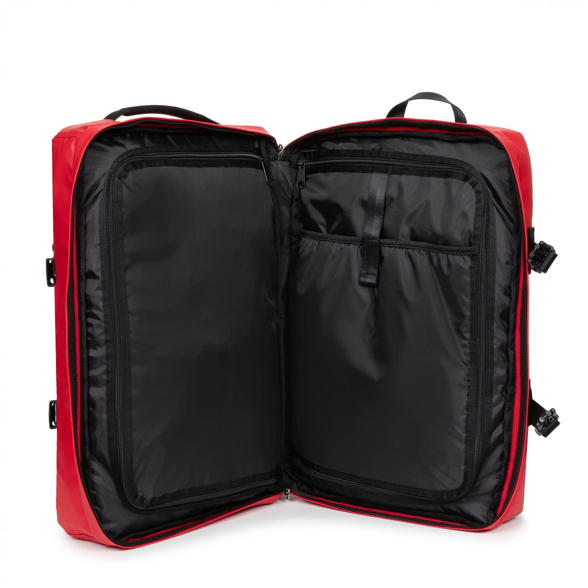 Eastpak Travelpack Backpack Tarp Edition 42L in Tarp Red — interior view