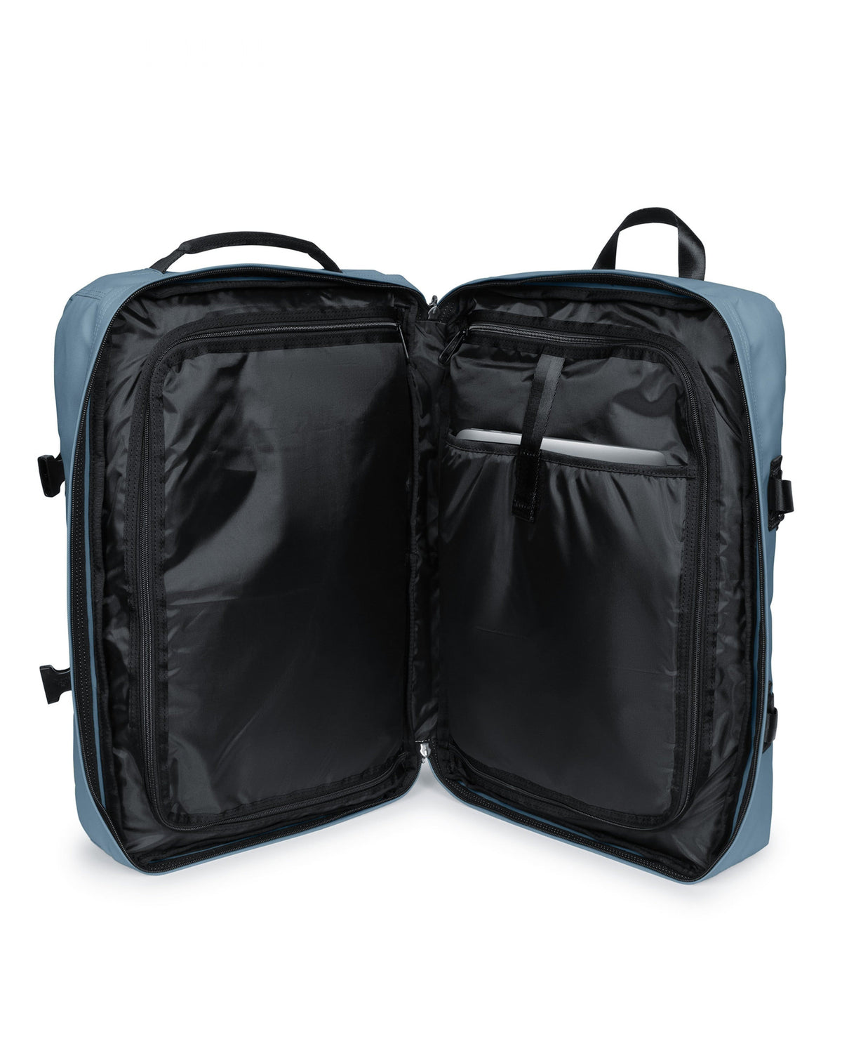 Eastpak Travelpack Backpack Tarp Edition 42L in Tarp Dust Blue — interior view