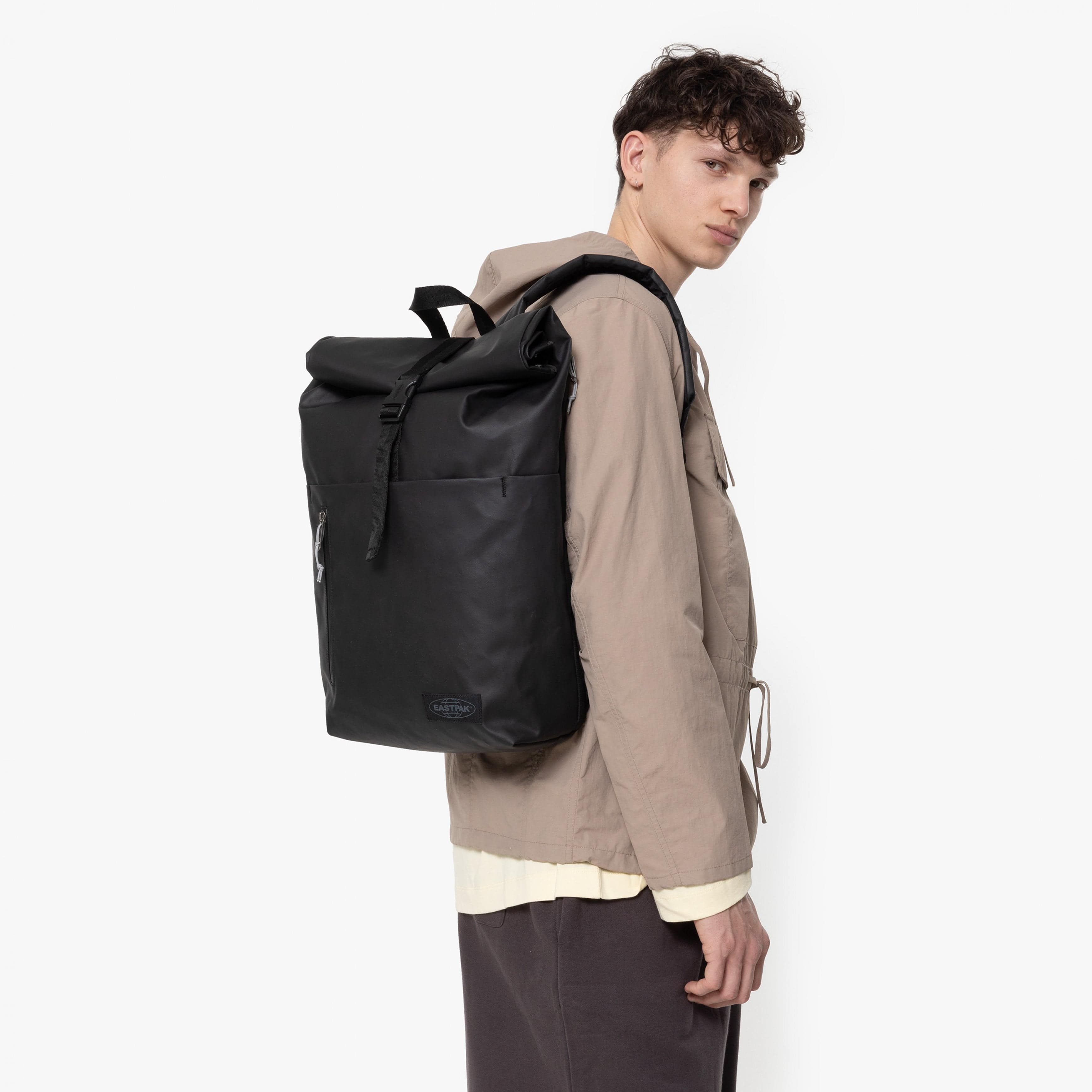 Eastpak Up Roll Rolltop Backpack 23L in Tarp Black — lifestyle # color_Tarp Black