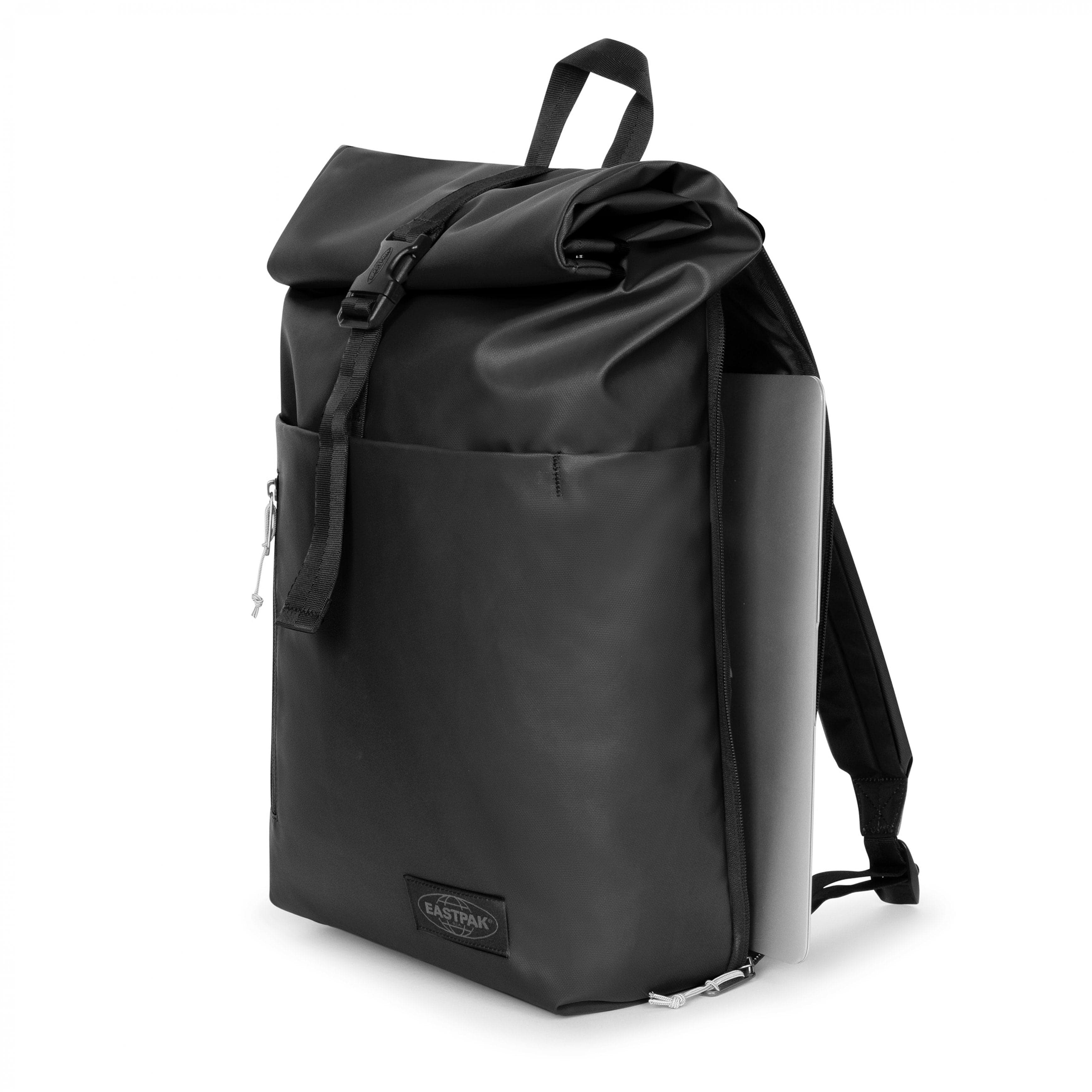 Eastpak Up Roll Rolltop Backpack 23L in Tarp Black — angle view 2 # color_Tarp Black