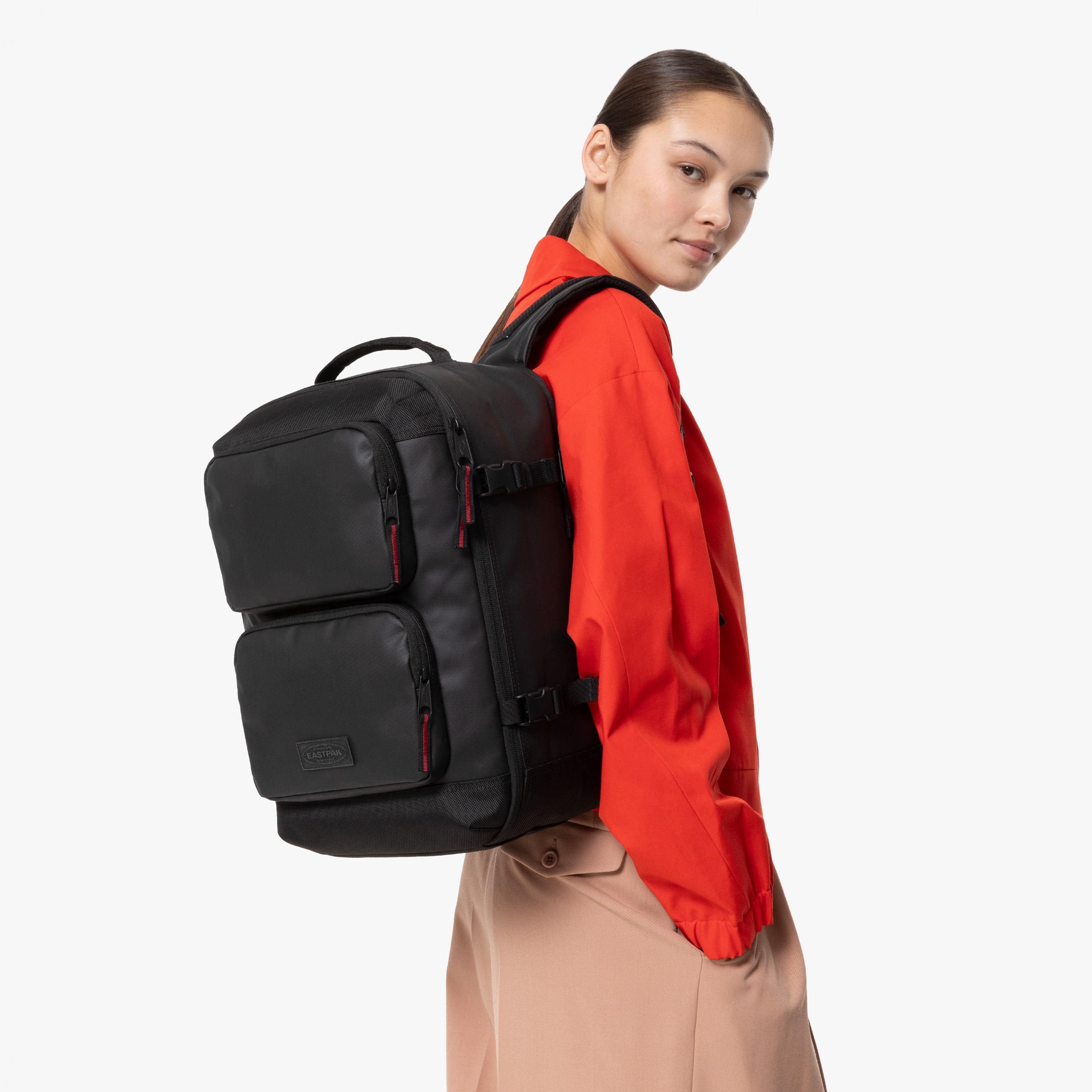 Eastpak Tecum Cabin Travel Backpack 22L in CNNCT Top Black — lifestyle # color_CNNCT Top Black
