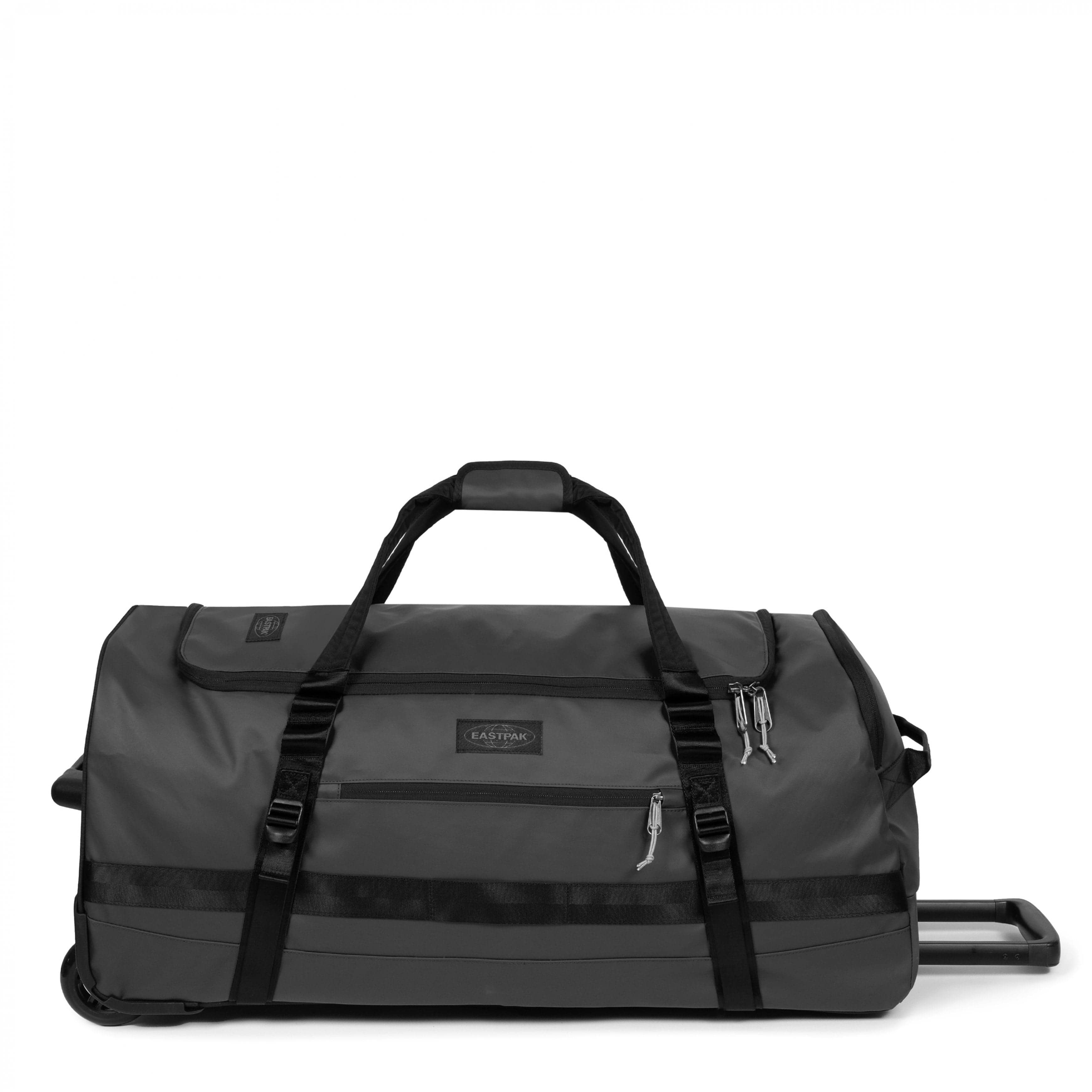 Eastpak Duffel Pack Wheel L Wheeled Duffel 90L in Tarp Black — angle view 4 # color_Tarp Black