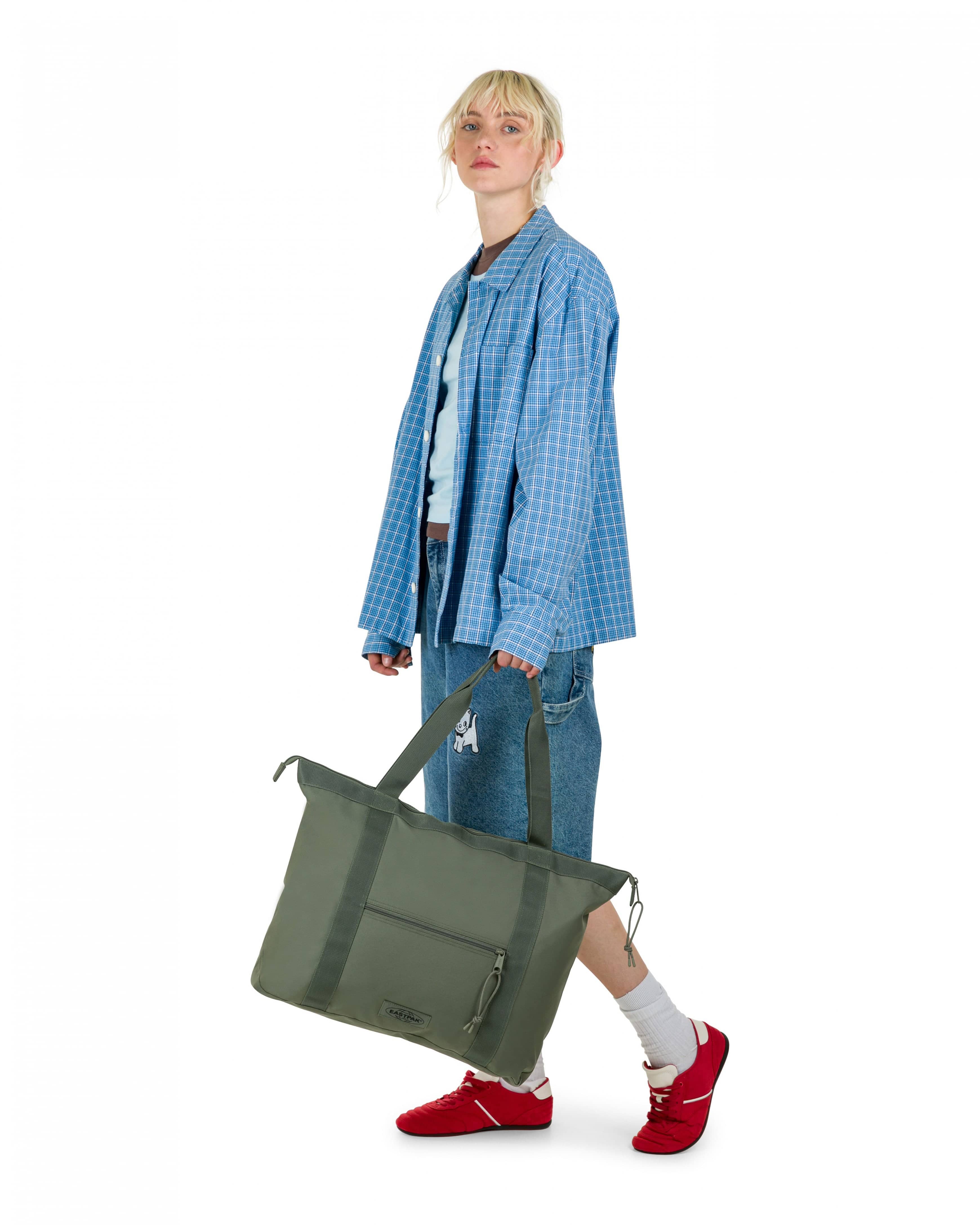 Eastpak Travel Tote Bag 24L in Monotone Khaki — lifestyle 2 # color_Monotone Khaki