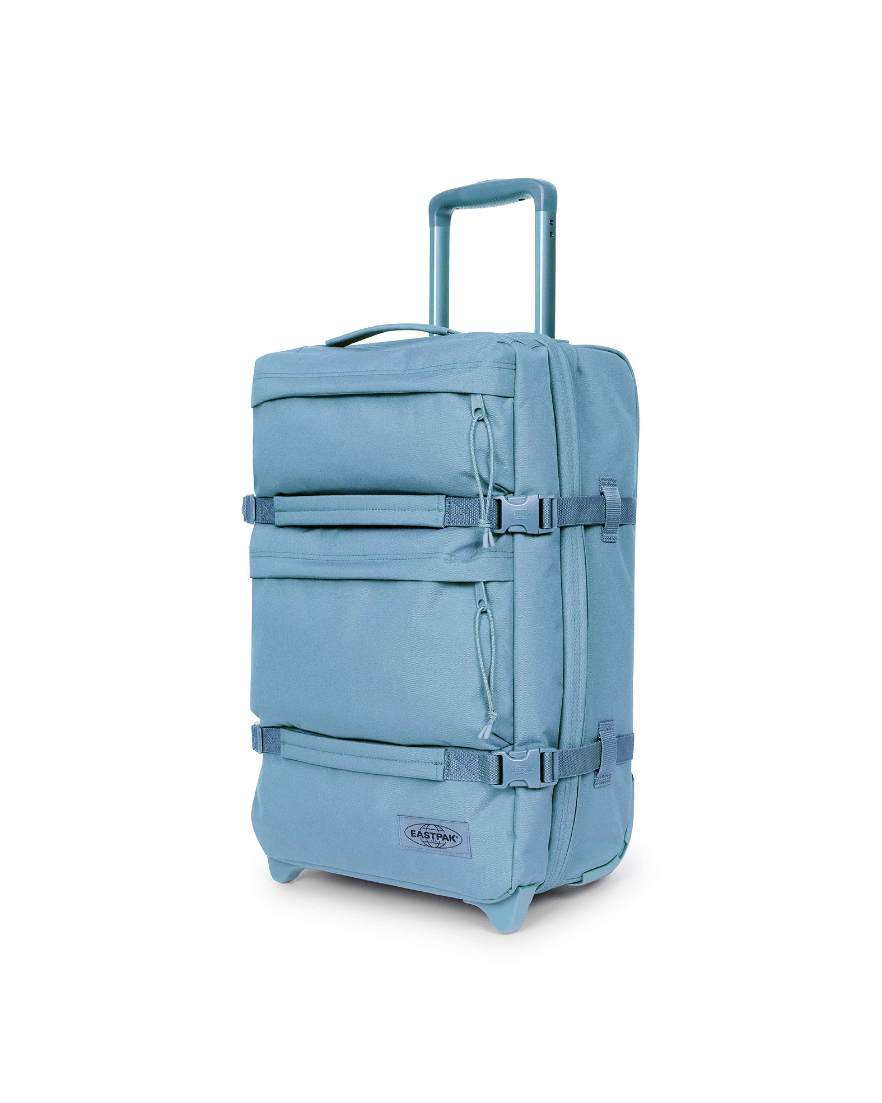 Eastpak Transit'R Plus Small 2-Wheel Carry-On | 38L in Monotone Blue — angle view 2 # color_Monotone Blue