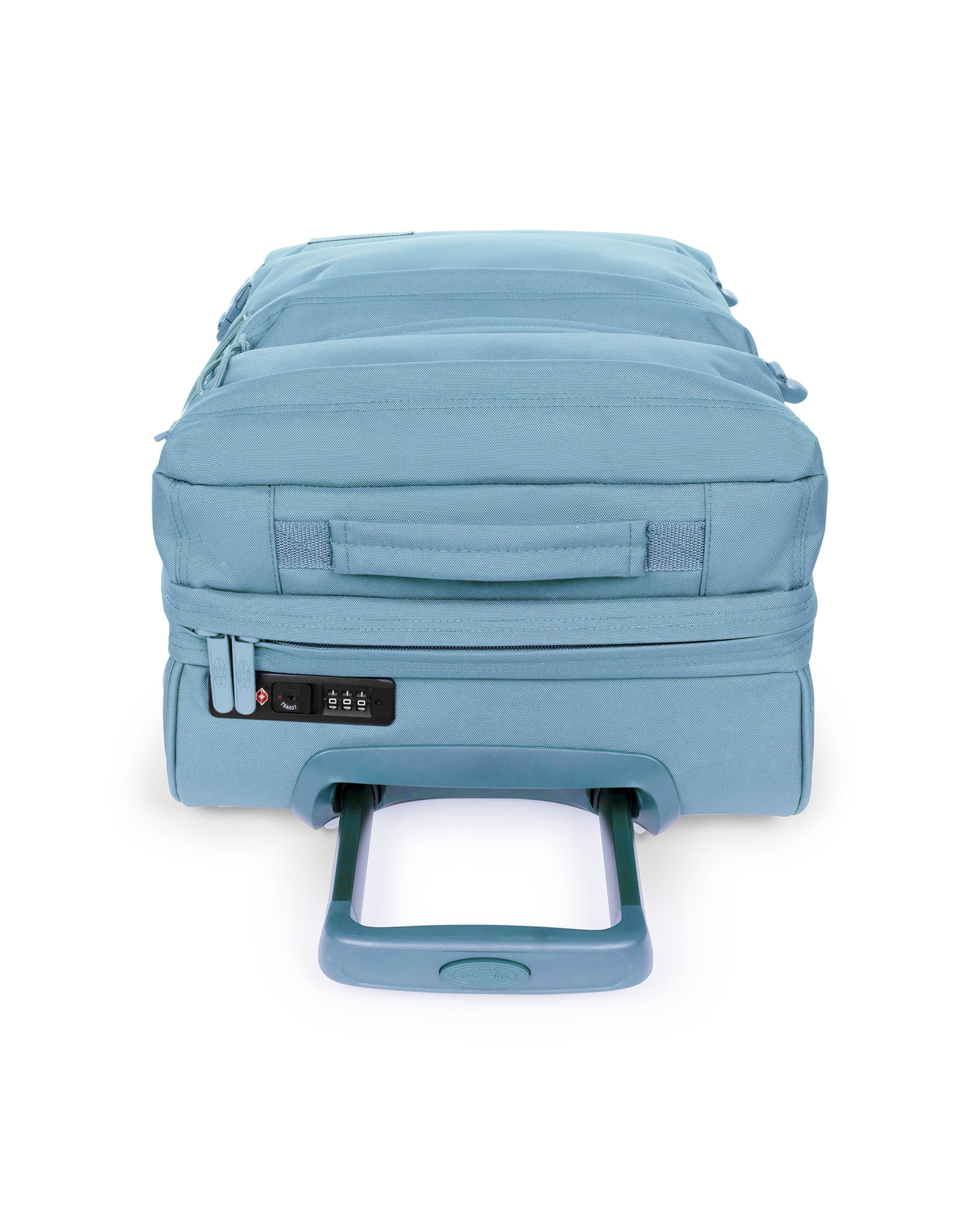 Eastpak Transit'R Plus Small 2-Wheel Carry-On | 38L in Monotone Blue — angle view 3 # color_Monotone Blue