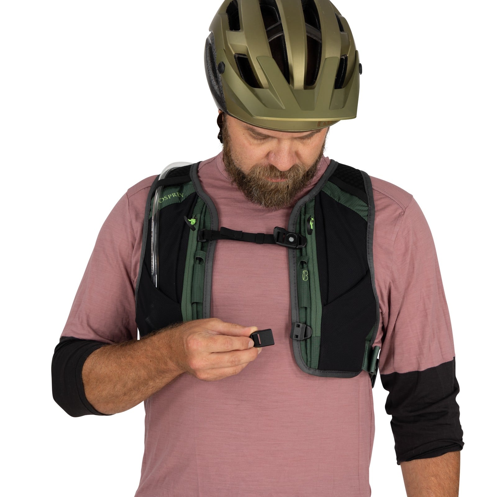 Osprey Escapist Velocity 6 Bike Hydration Vest 6L in Tundra Green — detail view 2