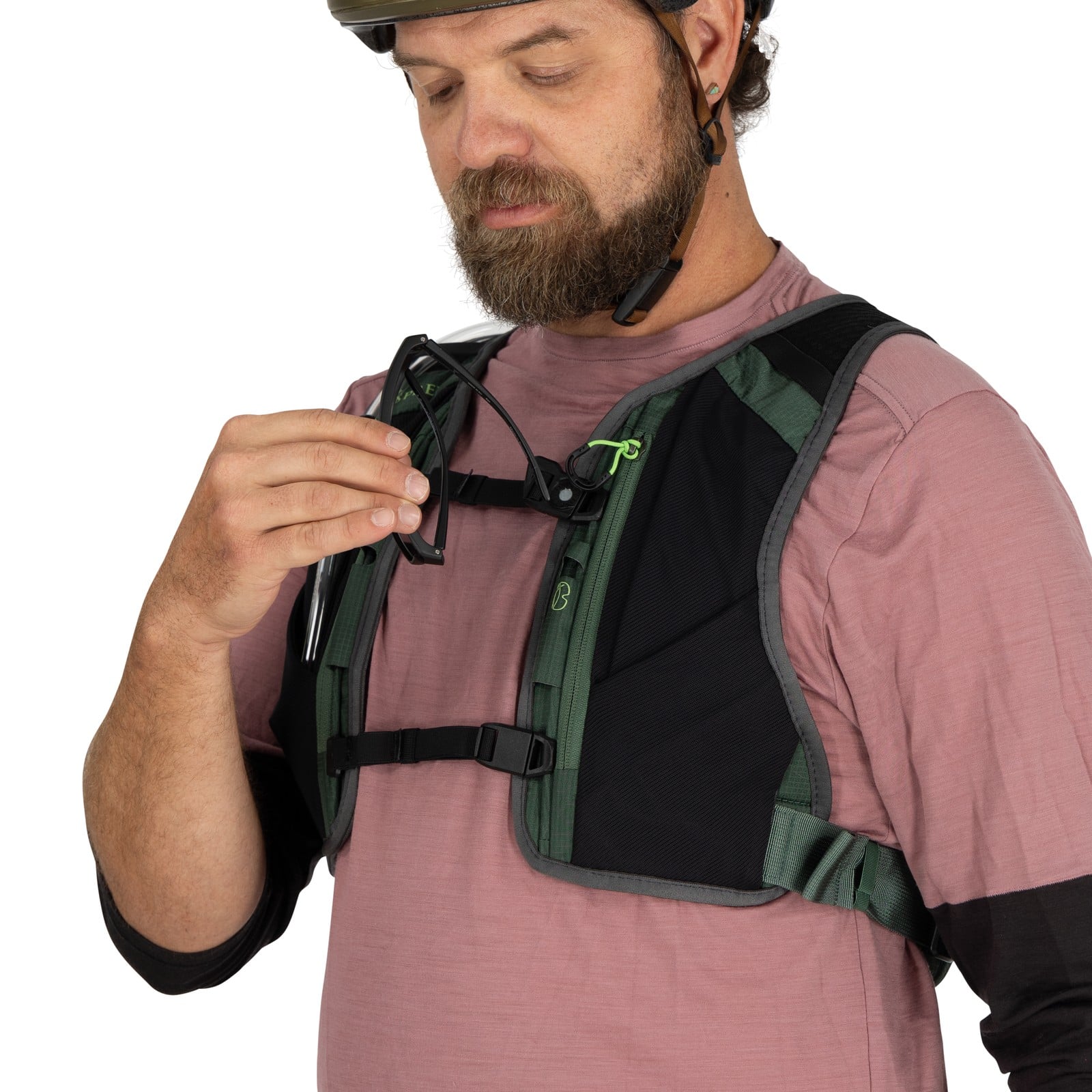 Osprey Escapist Velocity 6 Bike Hydration Vest 6L in Tundra Green — detail view 3