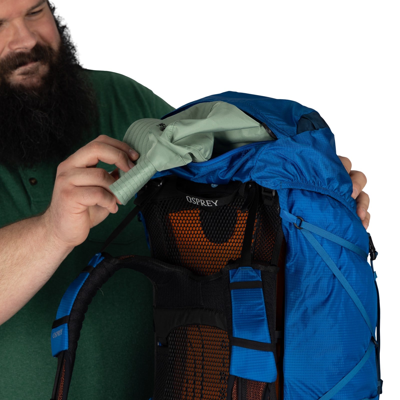 Osprey Exos 58 Extended Fit Backpacking Pack 58L in Blue Ribbon — detail view 10
