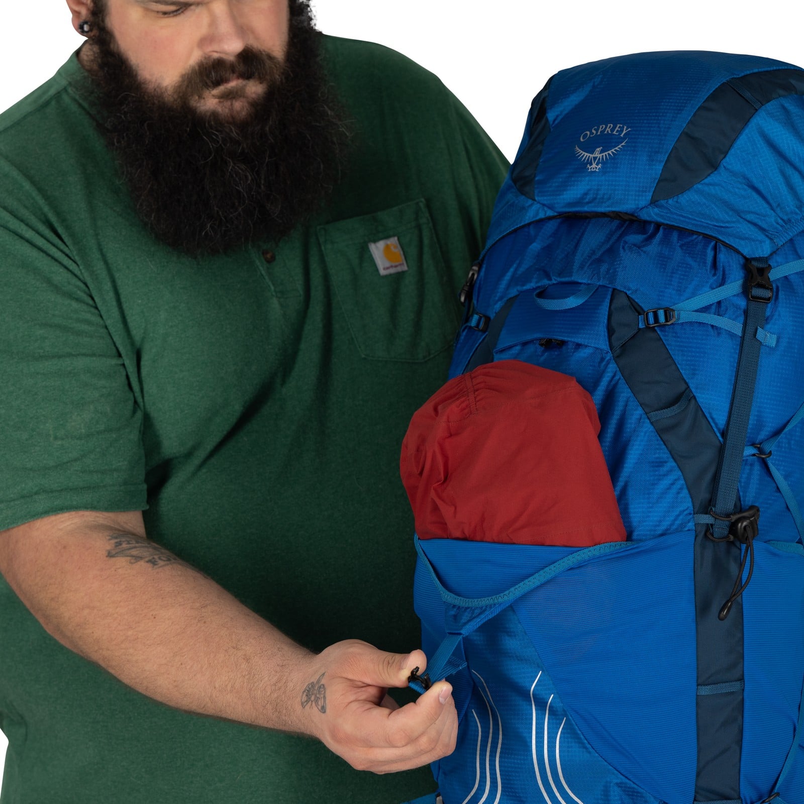 Osprey Exos 58 Extended Fit Backpacking Pack 58L in Blue Ribbon — detail view 3
