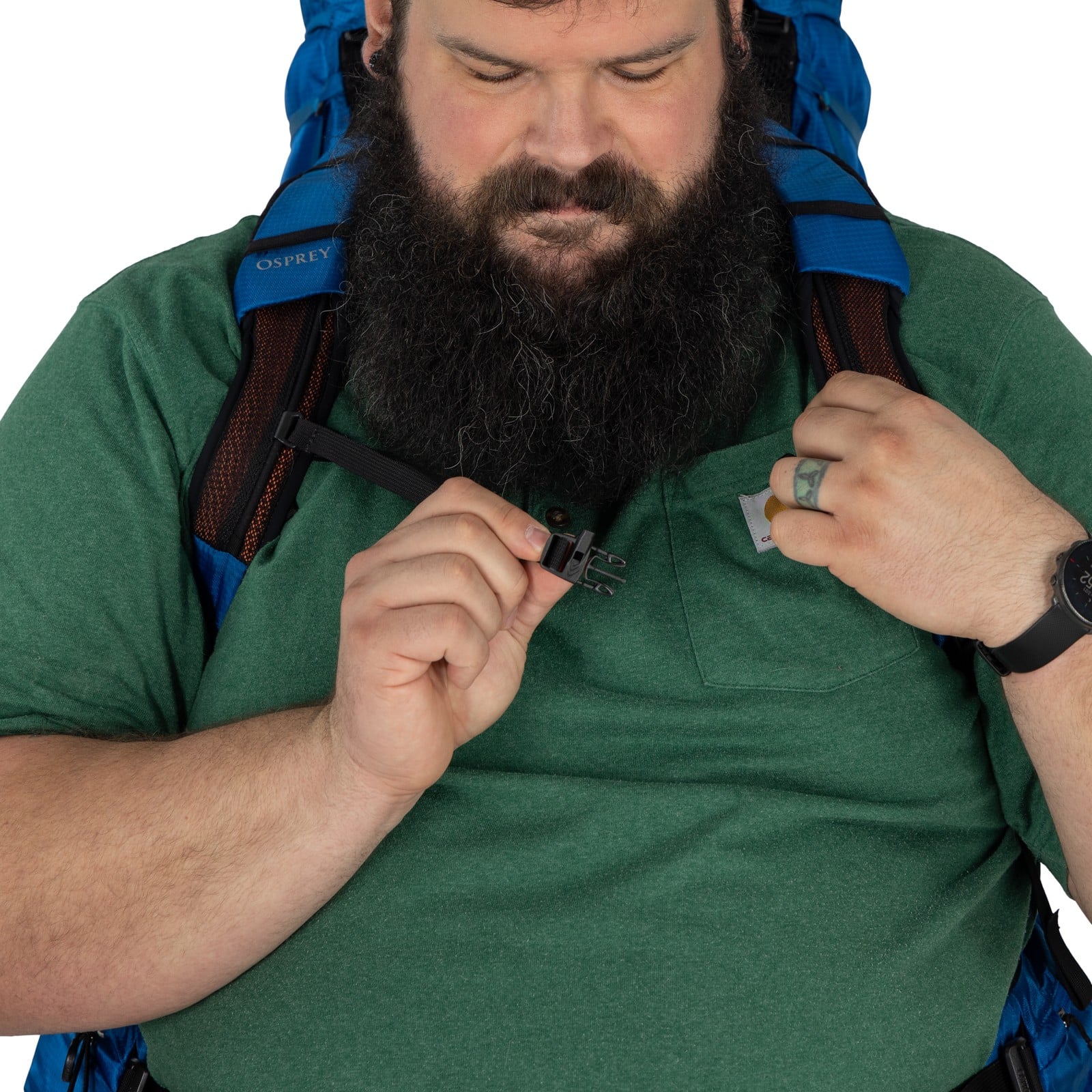 Osprey Exos 58 Extended Fit Backpacking Pack 58L in Blue Ribbon — detail view 8