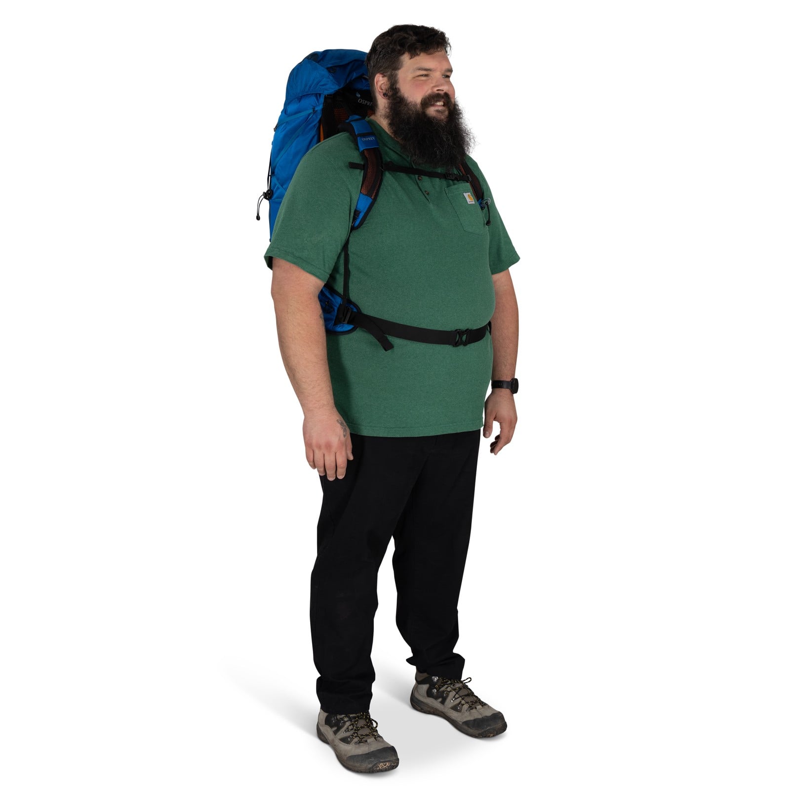 Osprey Exos 58 Extended Fit Backpacking Pack 58L in Blue Ribbon — lifestyle