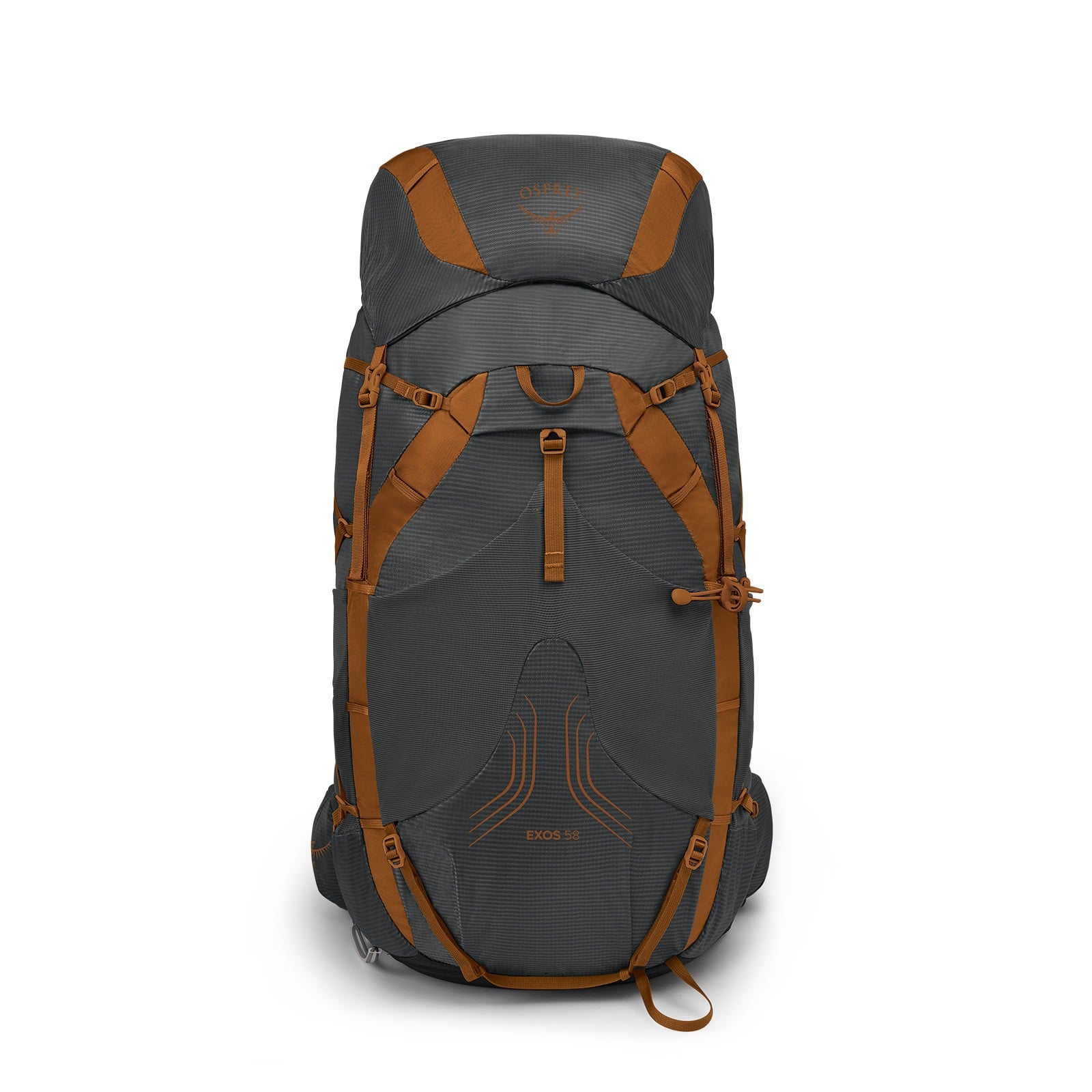 Osprey Exos 58 Backpacking Pack 58L in Dark Charcoal Grey — angle view 2