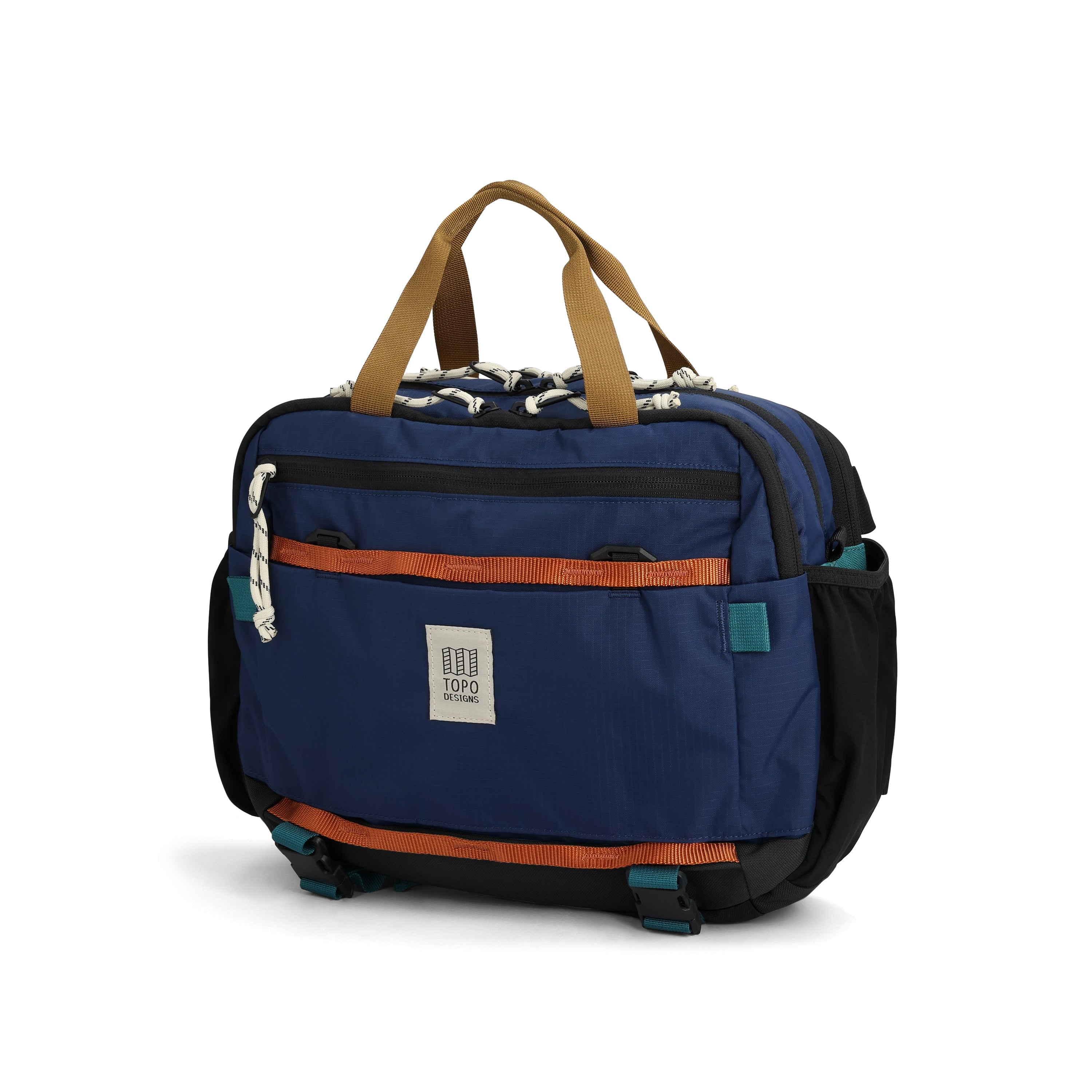 Topo Designs Mountain Cross Bag in Midnight Caribbean — front view # color_Midnight Caribbean