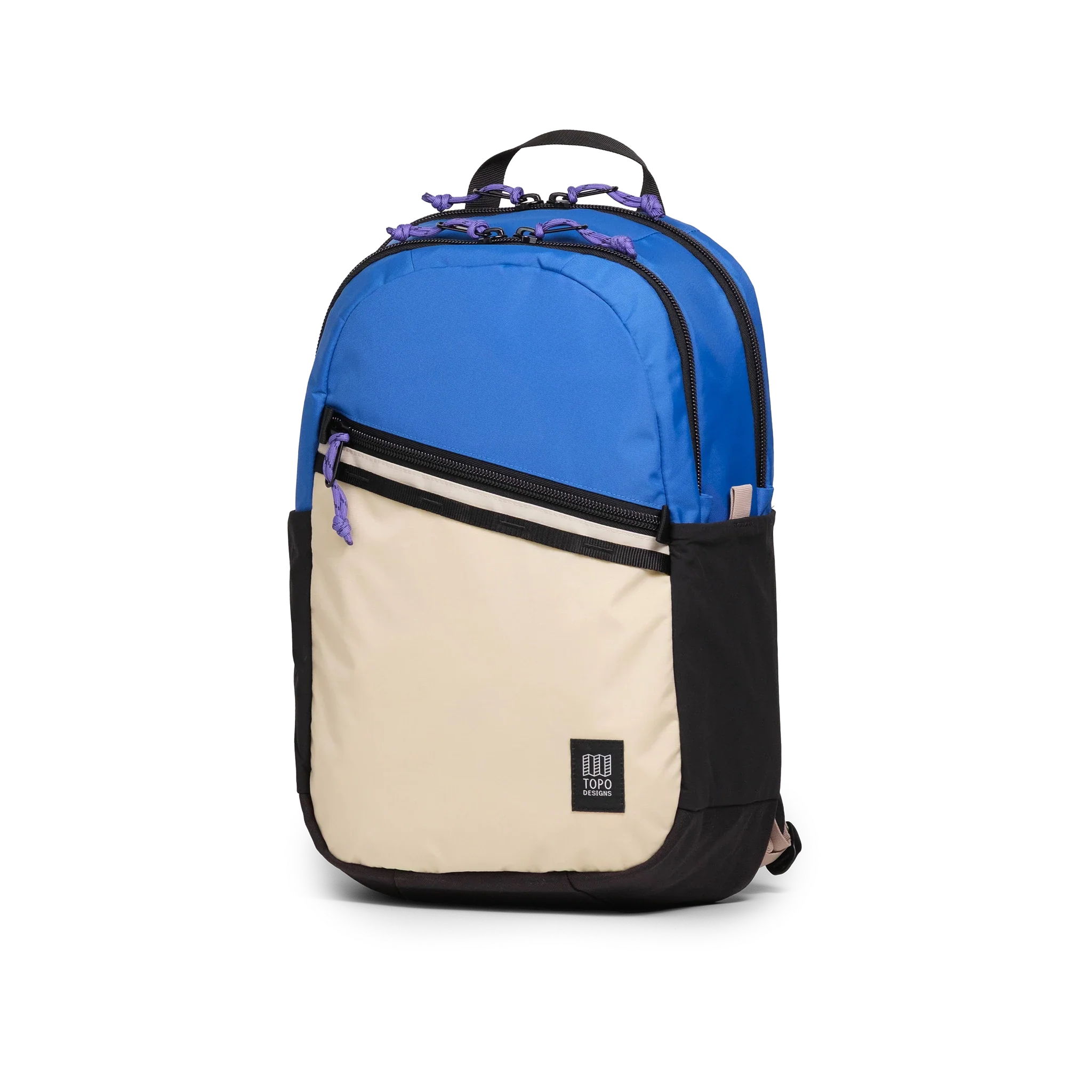 Topo Designs Commuter Backpack in Classic Blue Bone White — angle view 2 # color_Classic Blue Bone White