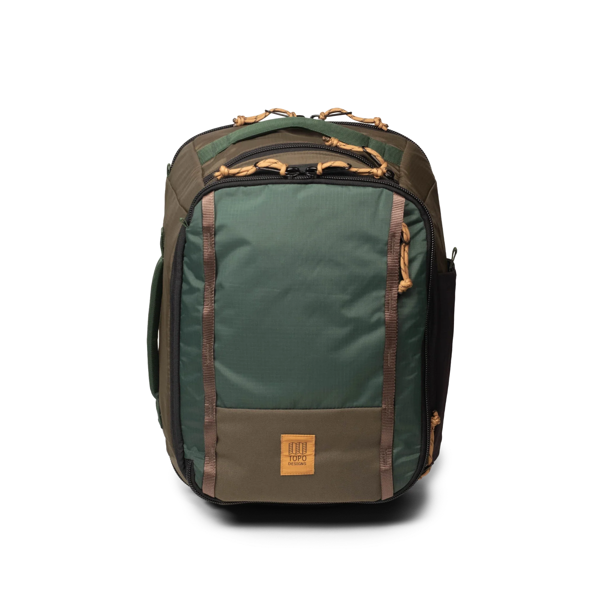 Topo Designs Global Travel Backpack in Woodland Forest — front view # color_Woodland Forest