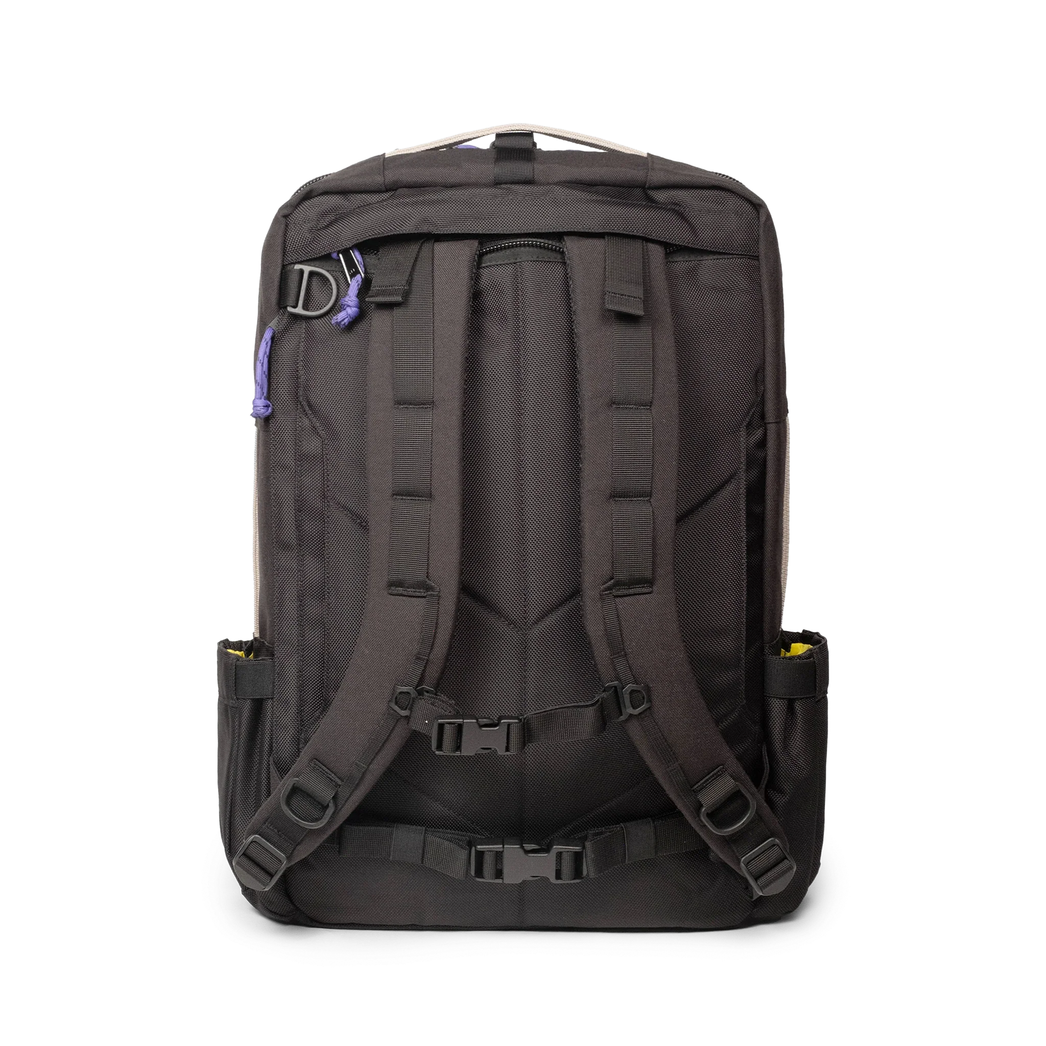 Topo Designs Global Travel Bag 30L in Classic Blue Bone White — back view # color_Classic Blue Bone White