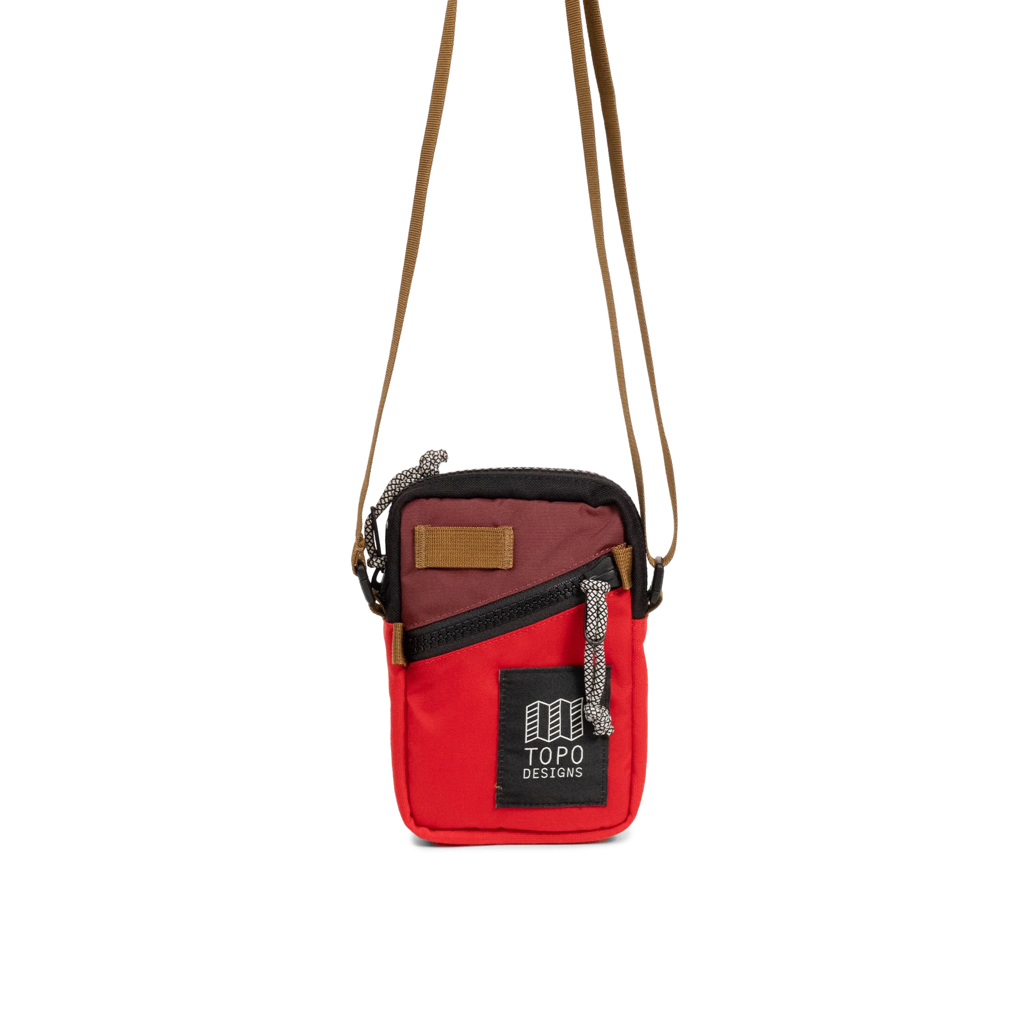 Topo Designs Mini Shoulder Bag in Maroon Salsa — front view # color_Maroon Salsa