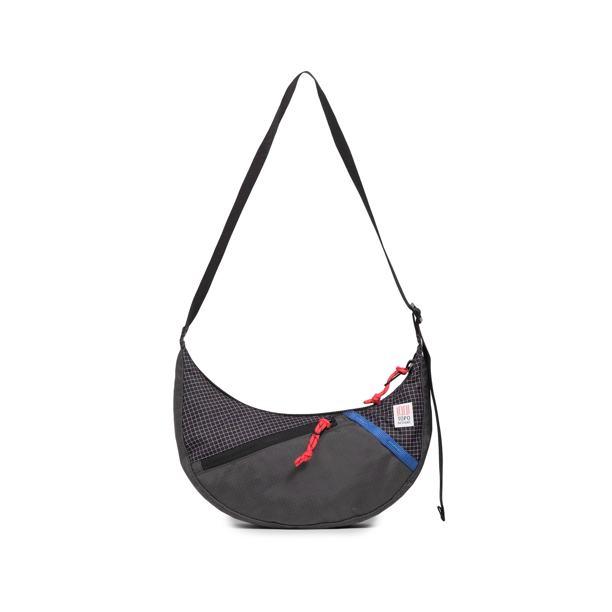 Topo Designs Moonlight Crossbody Bag in Black White Grid — front view # color_Black White Grid