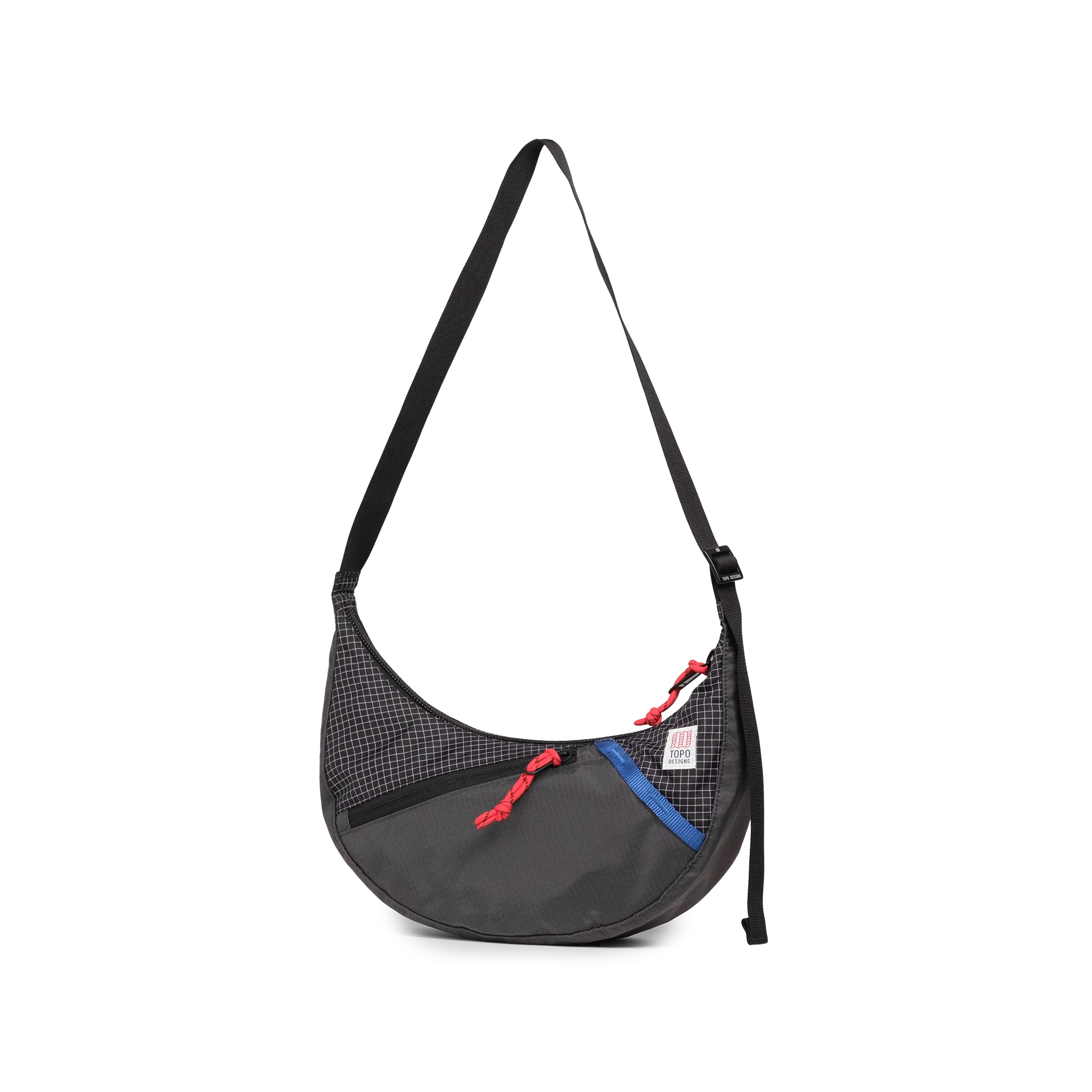 Topo Designs Moonlight Crossbody Bag in Black White Grid — angle view 2 # color_Black White Grid