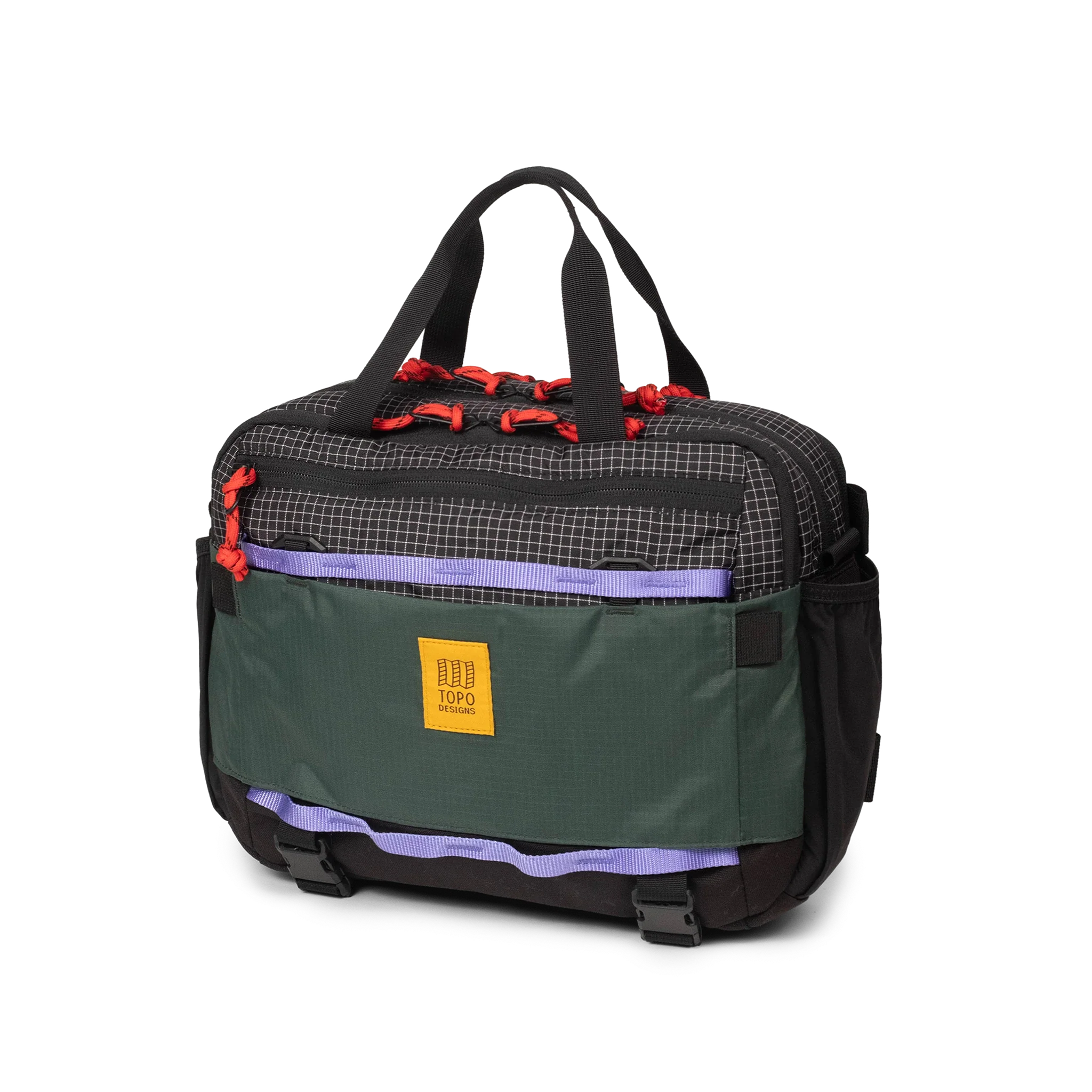 Topo Designs Mountain Cross Bag in Grid Very Peri — front view # color_Grid Very Peri
