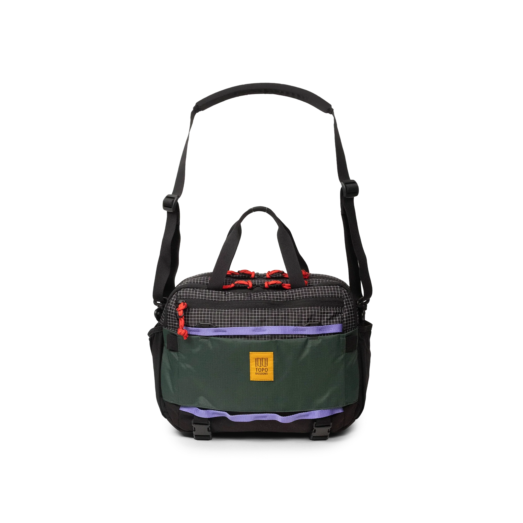 Topo Designs Mountain Cross Bag in Grid Very Peri — angle view 3 # color_Grid Very Peri