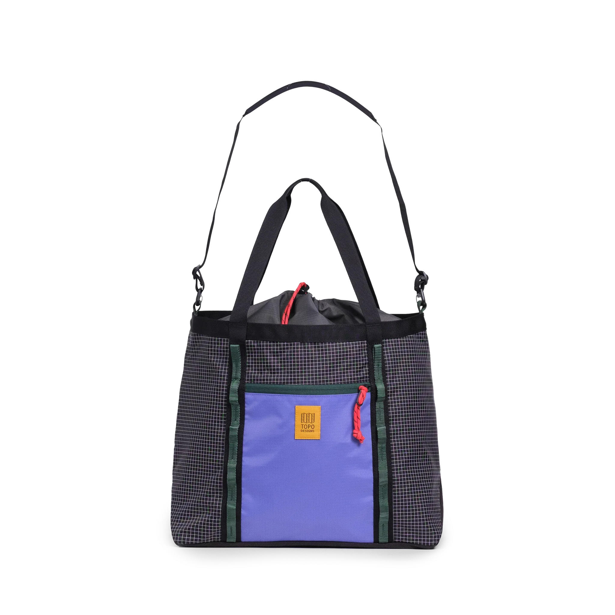 Topo Designs Mountain Utility Tote in Grid Very Peri — front view # color_Grid Very Peri
