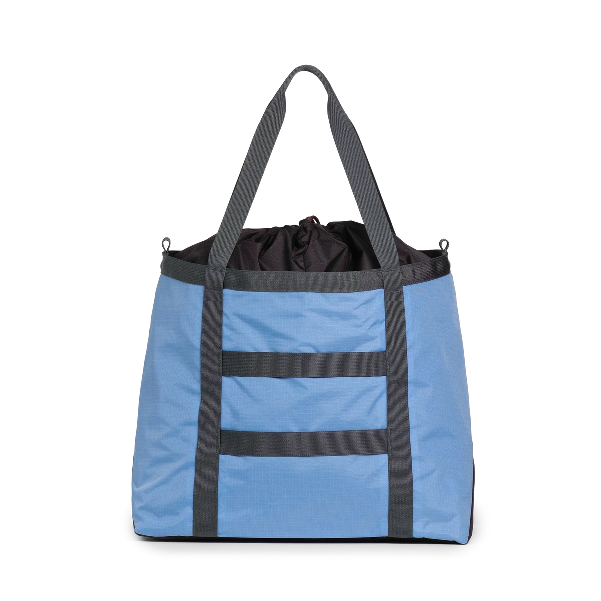Topo Designs Mountain Utility Tote in River Blue Brown Oak — back view # color_River Blue Brown Oak