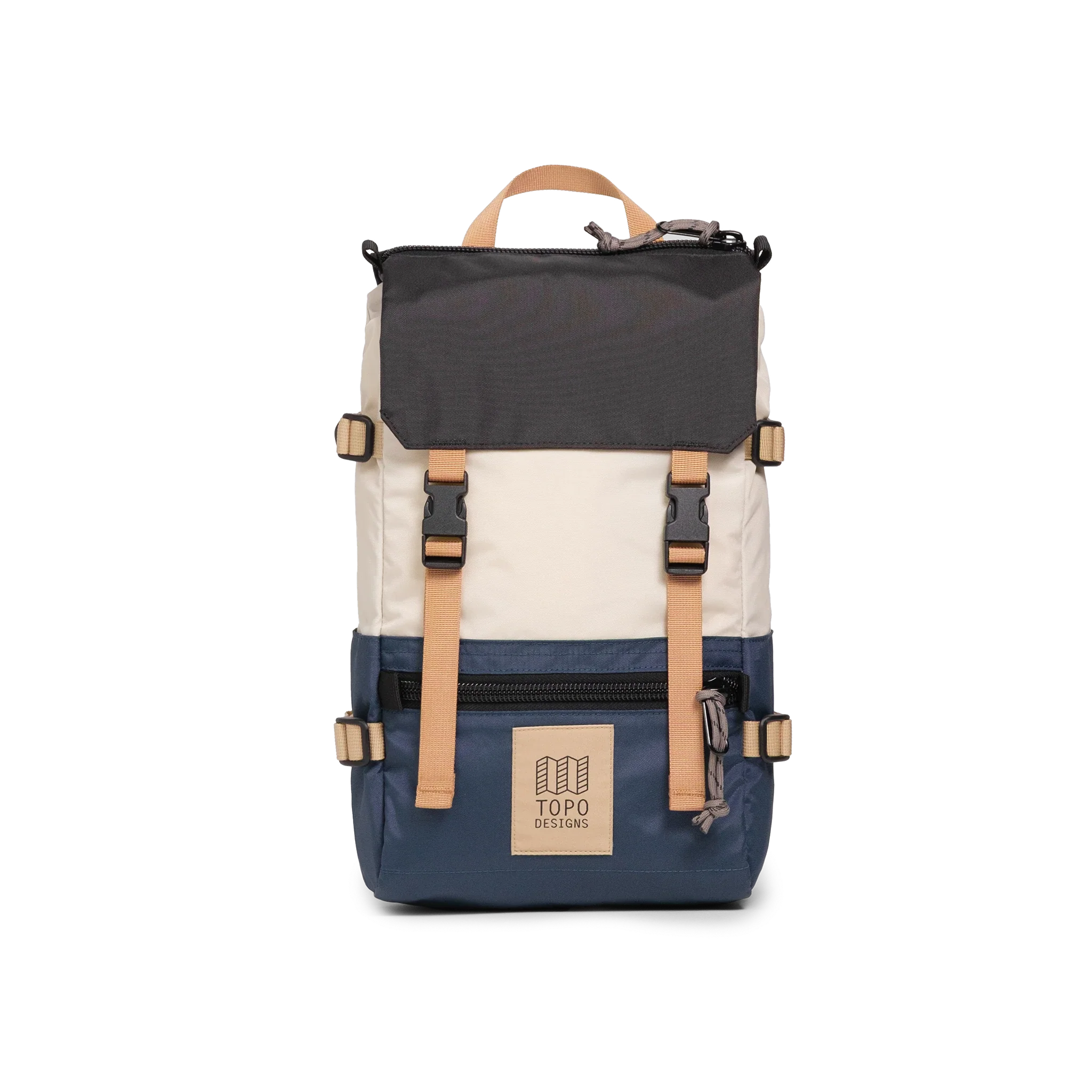 Topo Designs Rover Pack Mini in Bone White Pond Blue — angle view 2 # color_Bone White Pond Blue