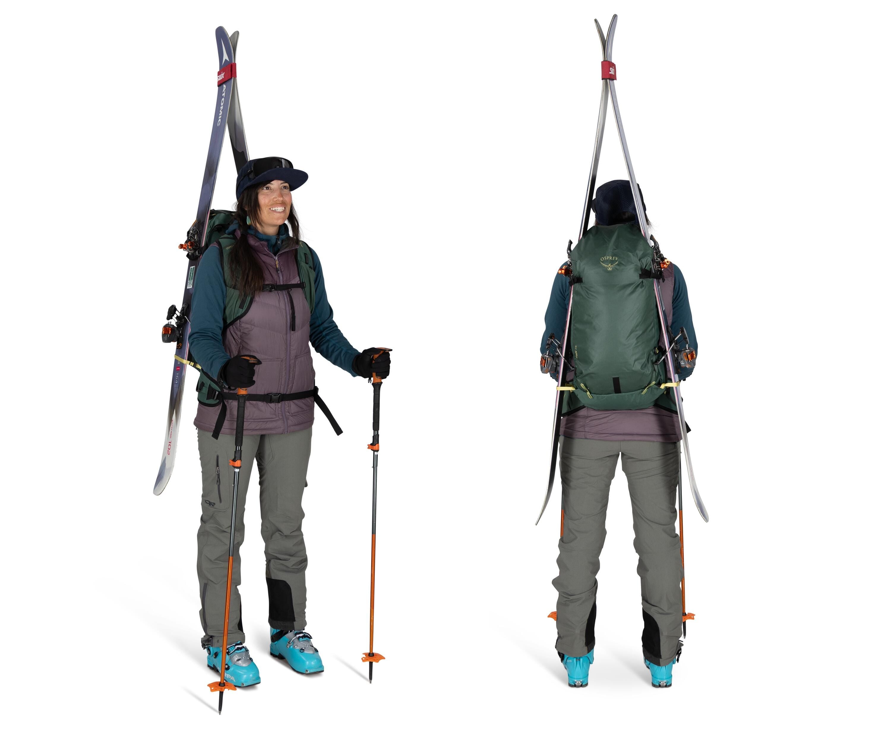 Osprey Firn 28 Ski & Snowboard Backpack 28L in Tundra Green — lifestyle