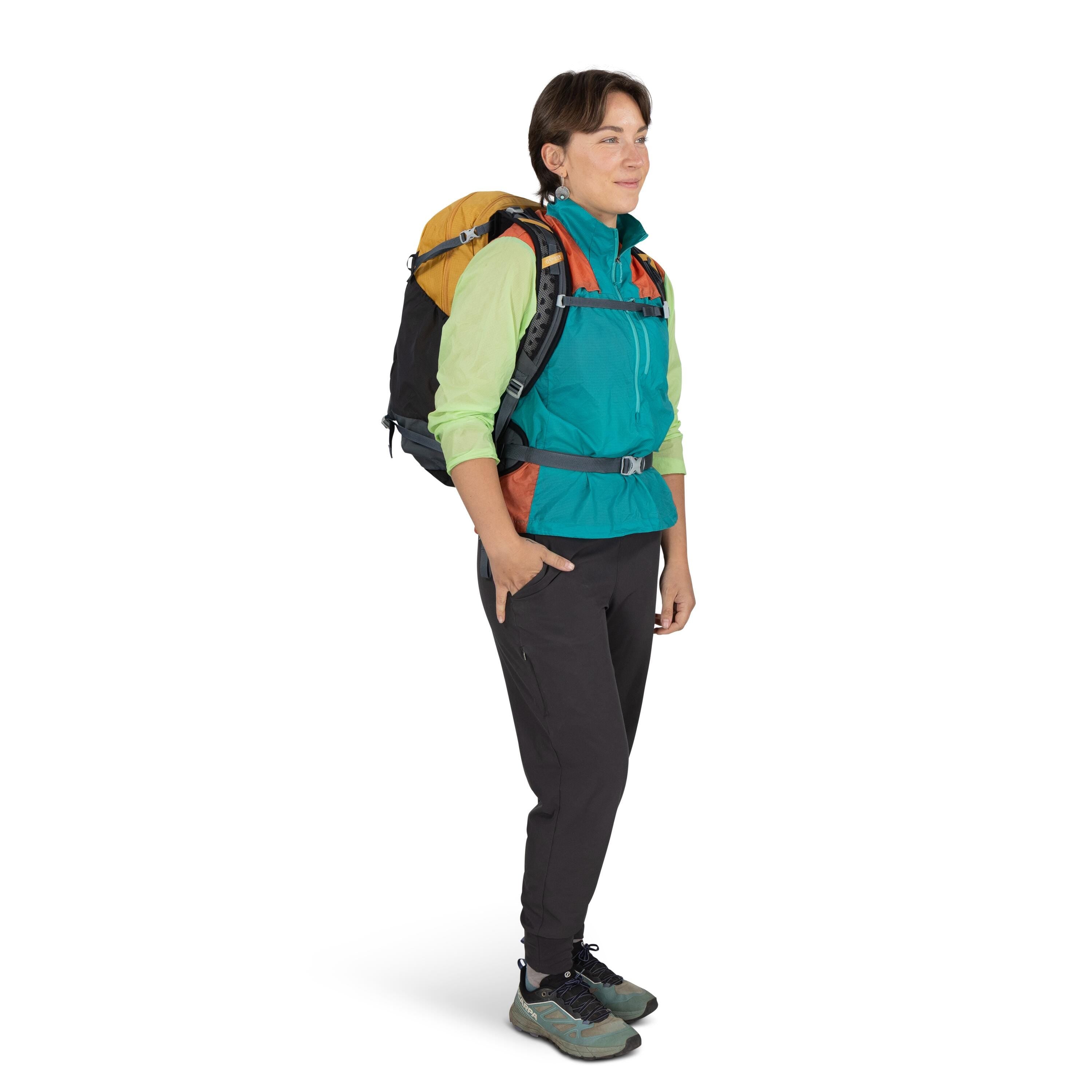 Osprey Hikelite 26 Hiking Backpack 26L in Tungsten-Yellow — lifestyle