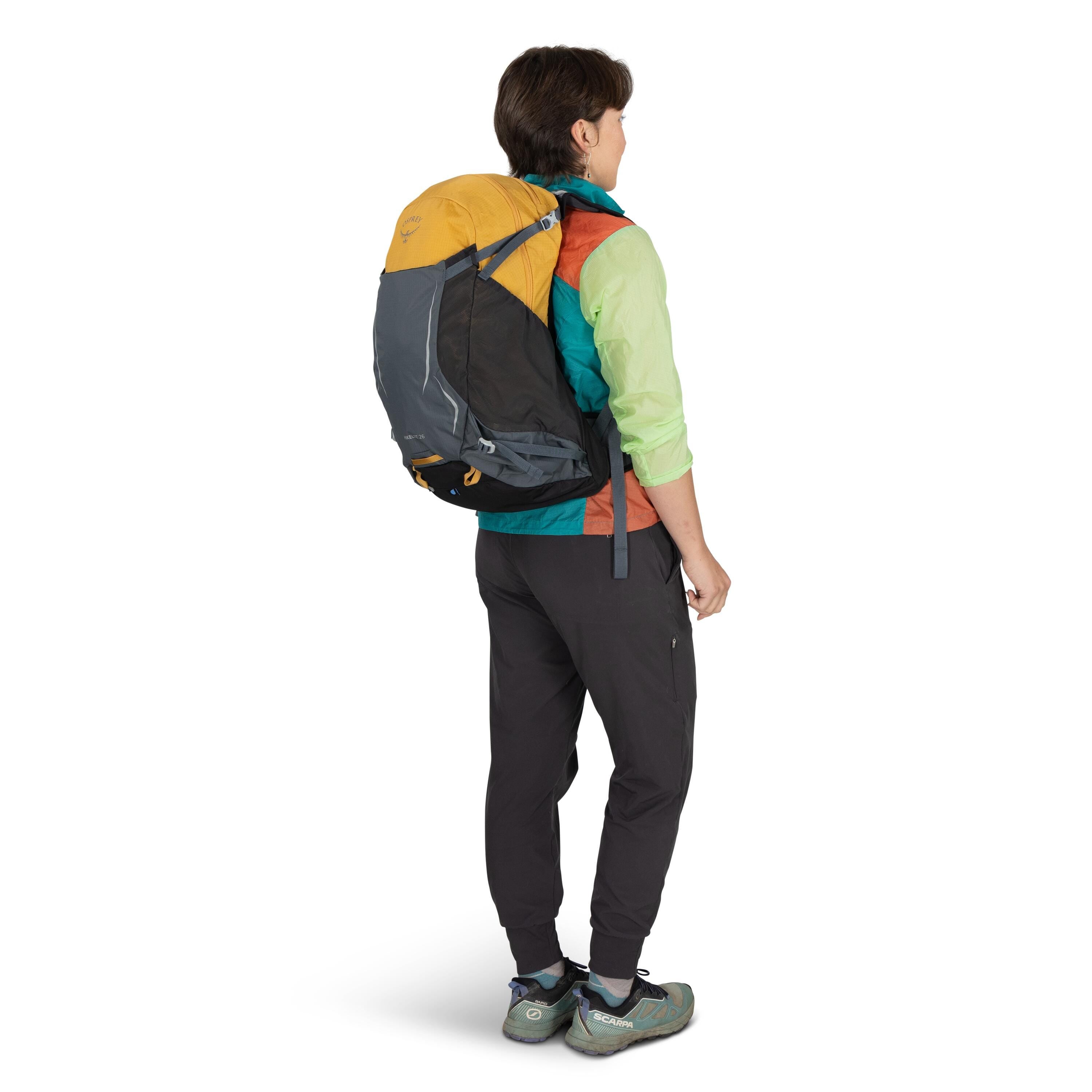 Osprey Hikelite 26 Hiking Backpack 26L in Tungsten-Yellow — lifestyle 2