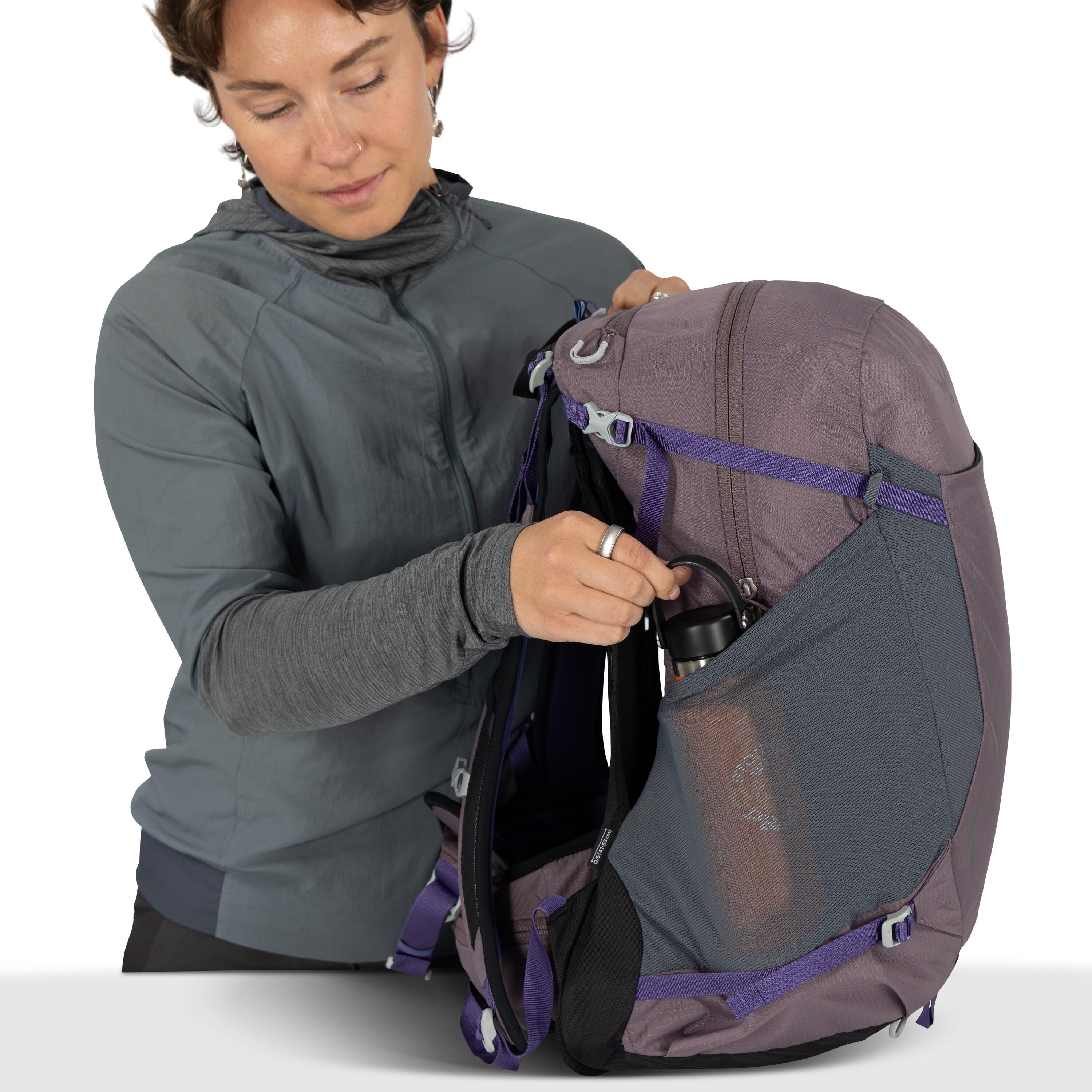 Osprey Hikelite 28 Hiking Backpack 28L in Graphite Purple — detail view 3