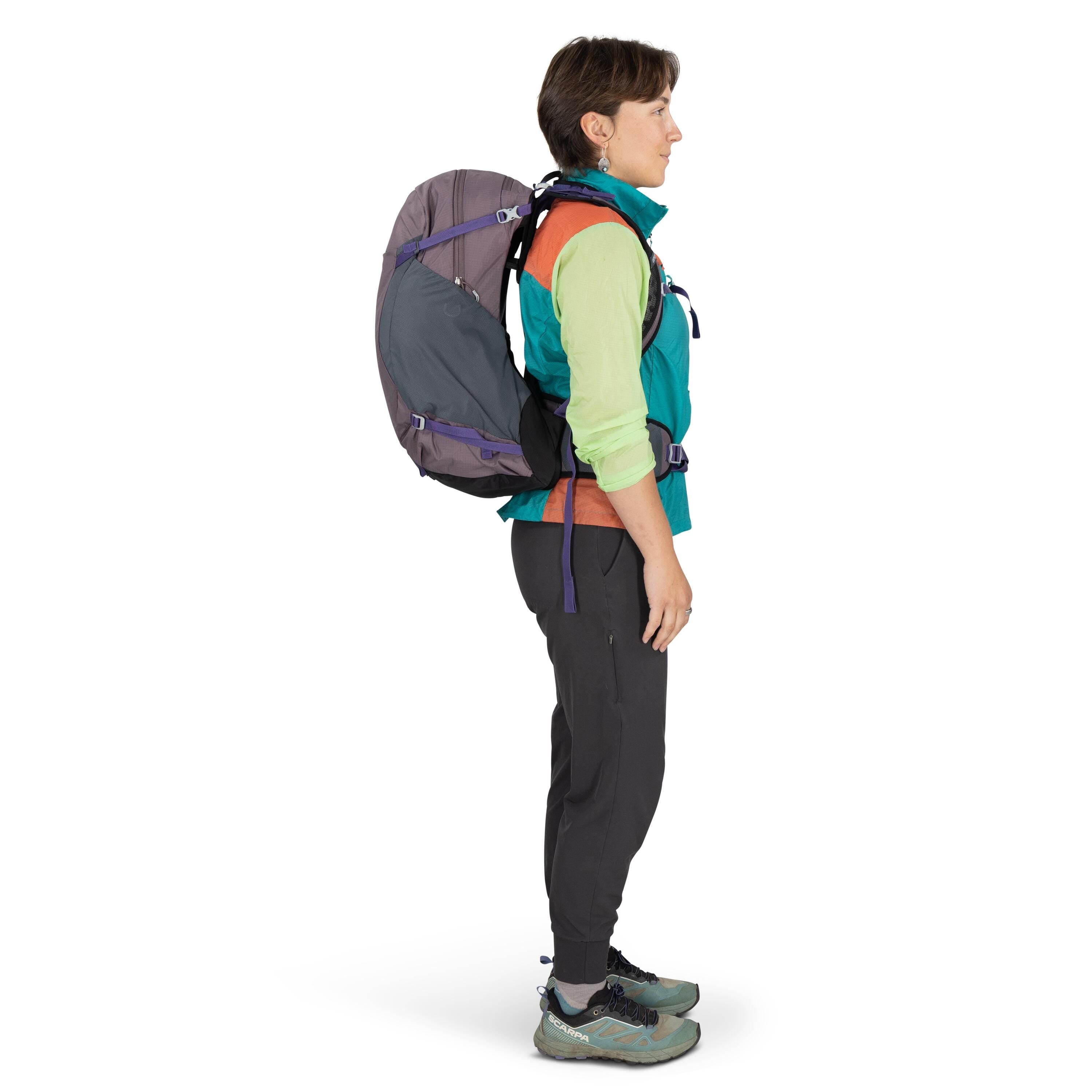Osprey Hikelite 28 Hiking Backpack 28L in Graphite Purple — lifestyle 2