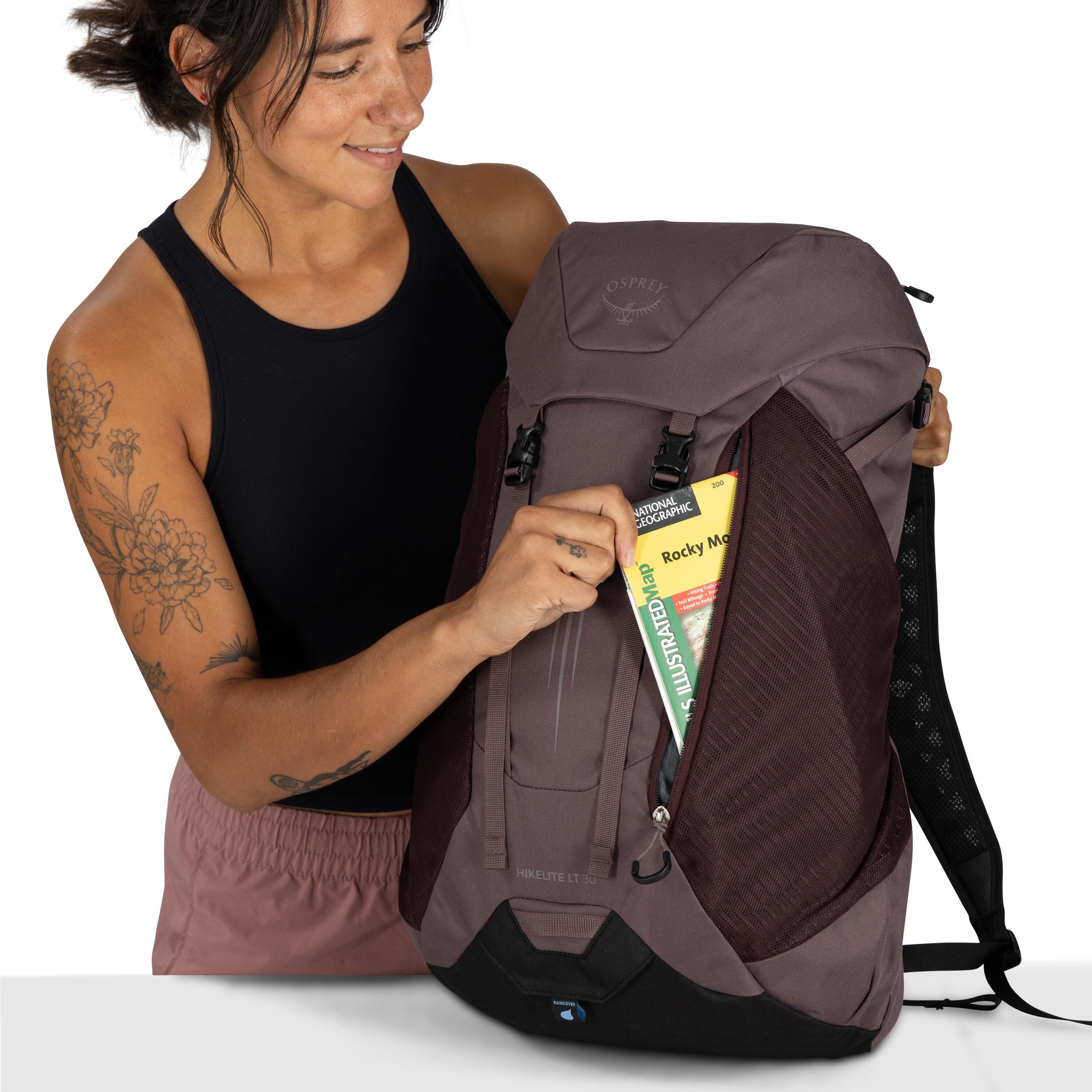 Osprey Hikelite LT 30 Hiking Backpack 30L in Graphite Purple — detail view 3