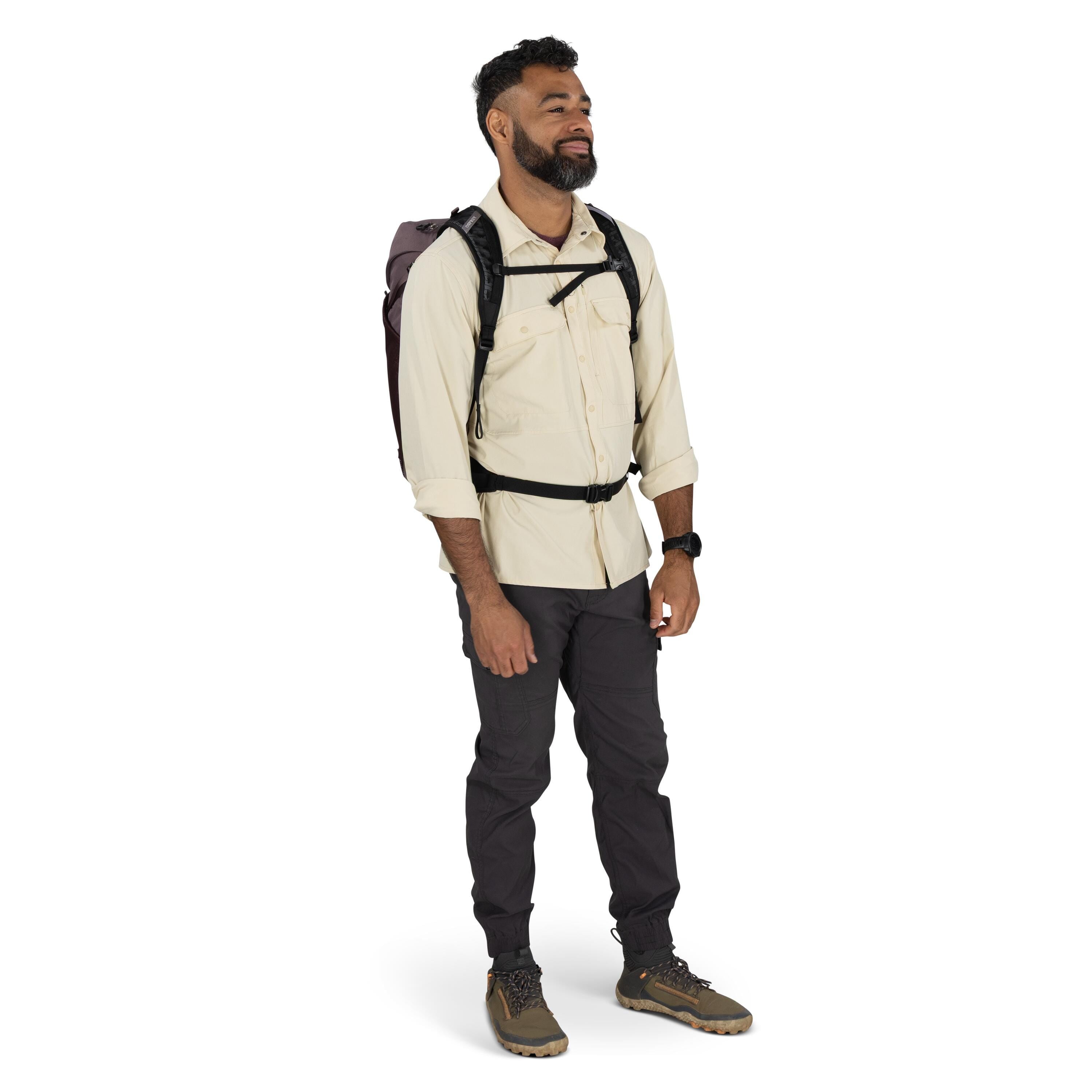 Osprey Hikelite LT 30 Hiking Backpack 30L in Graphite Purple — lifestyle