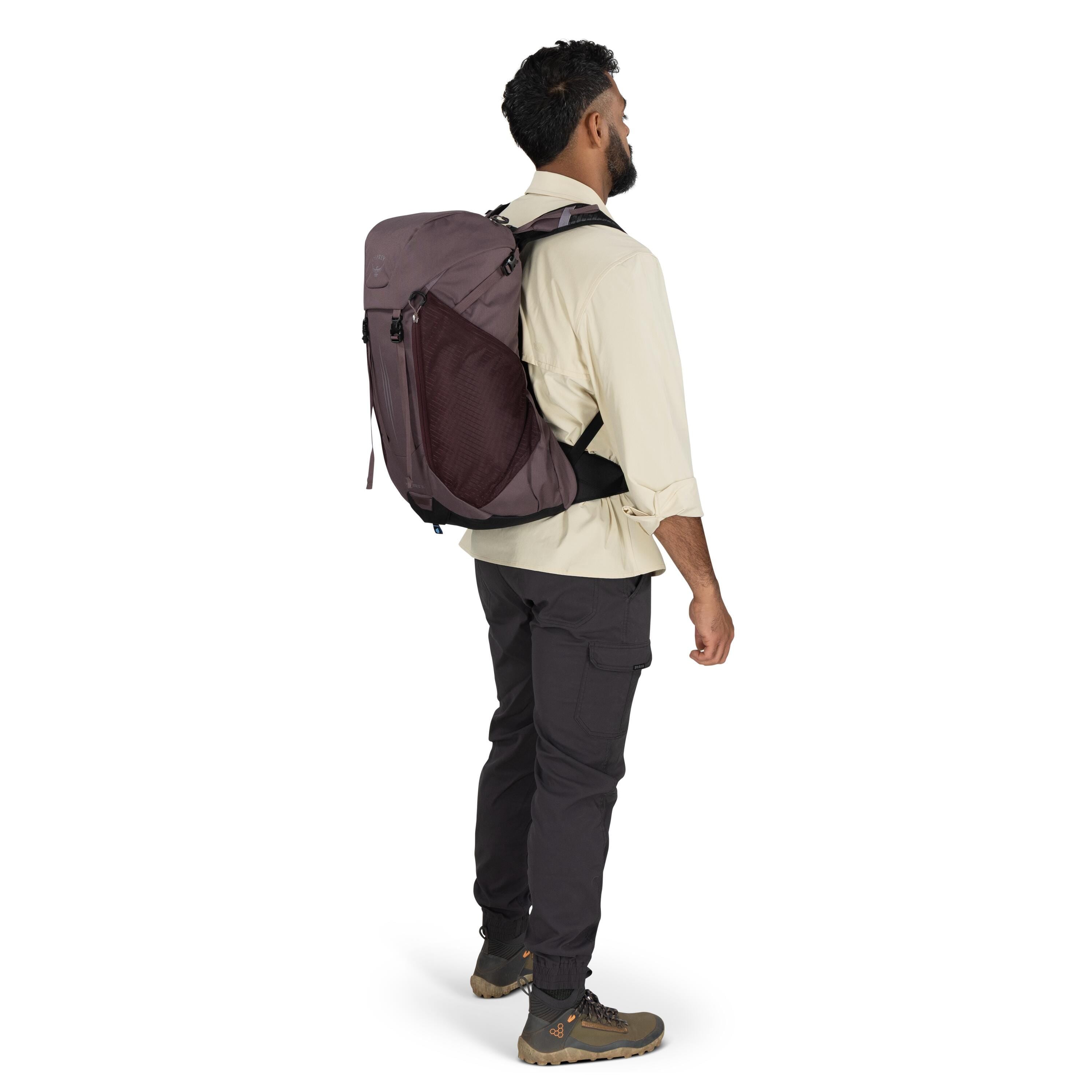Osprey Hikelite LT 30 Hiking Backpack 30L in Graphite Purple — lifestyle 2