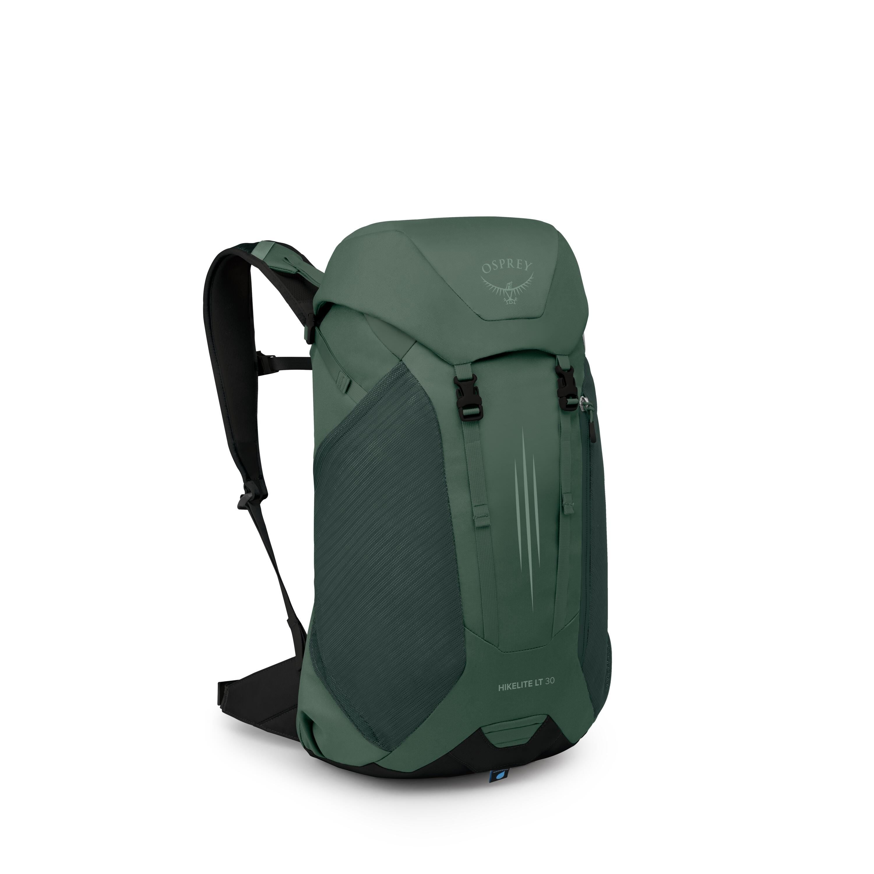 Osprey Hikelite LT 30 Hiking Backpack 30L in Tundra Green — angle view 2