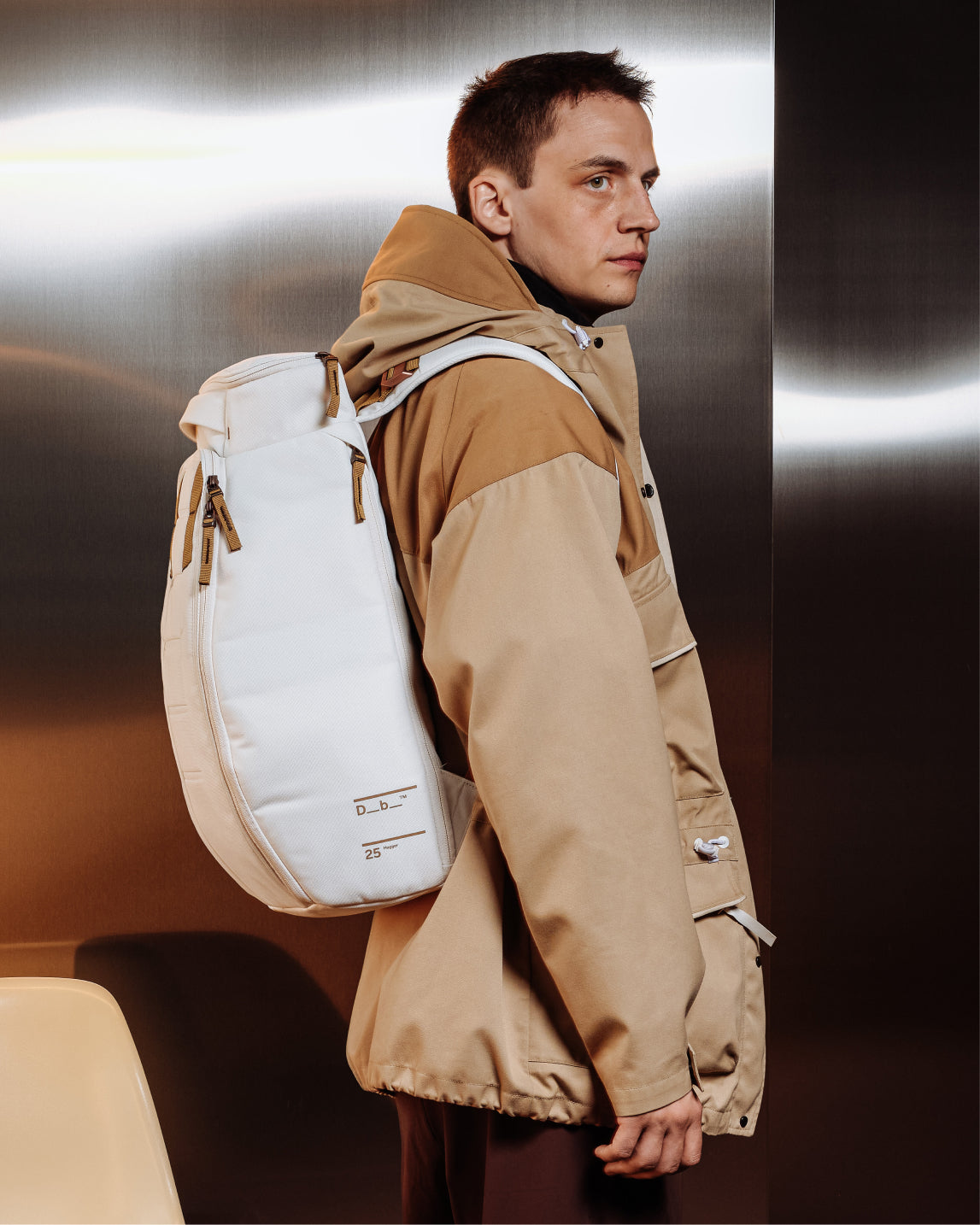 Db Journey Hugger Backpack 25L in Oatmilk — lifestyle # color_Oatmilk