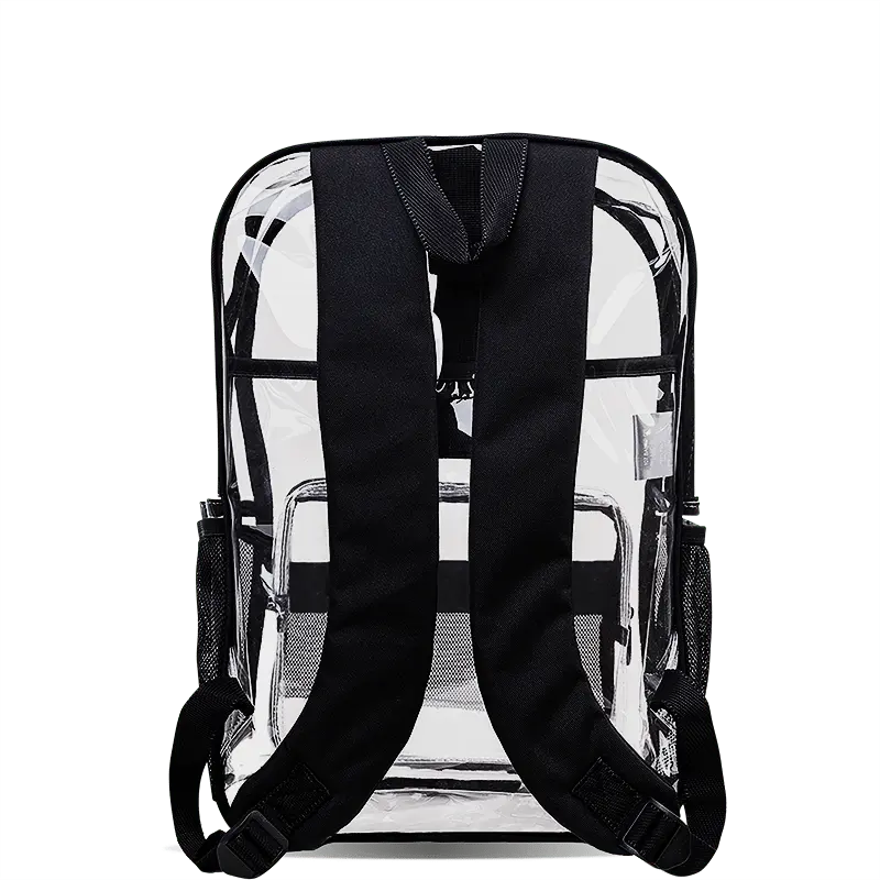 J World Clear Laptop Backpack in Clear — back view # color_Clear