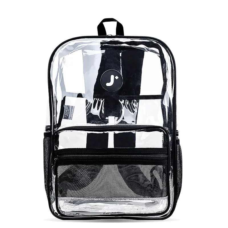 J World Clear Laptop Backpack in Clear — front view 2 # color_Clear