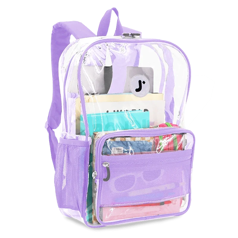 J World Clear Laptop Backpack in Digital Lavender — angle view 2 # color_Digital Lavender
