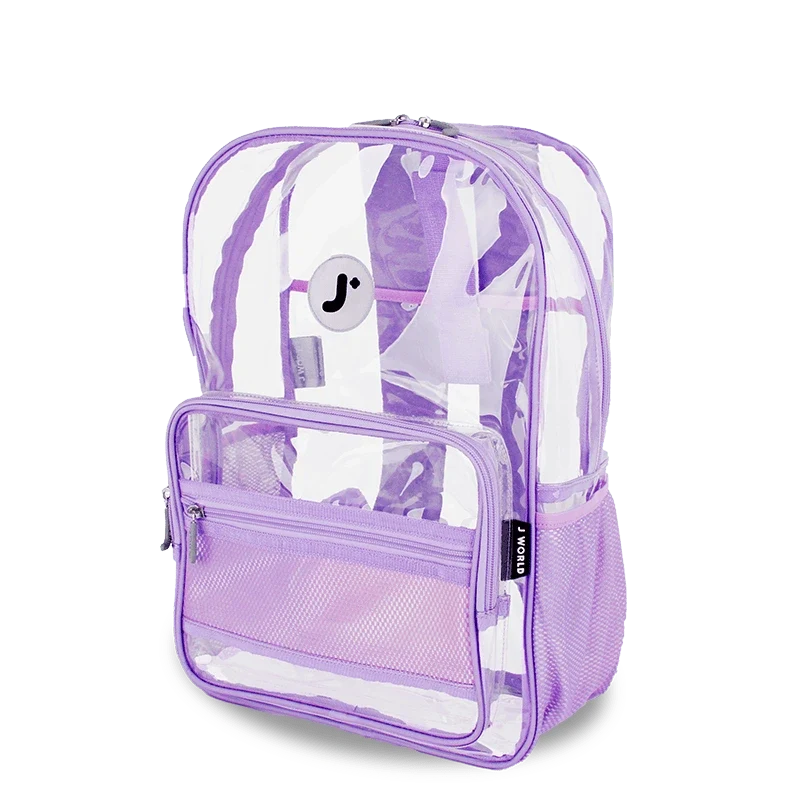 J World Clear Laptop Backpack in Digital Lavender — angle view 3 # color_Digital Lavender