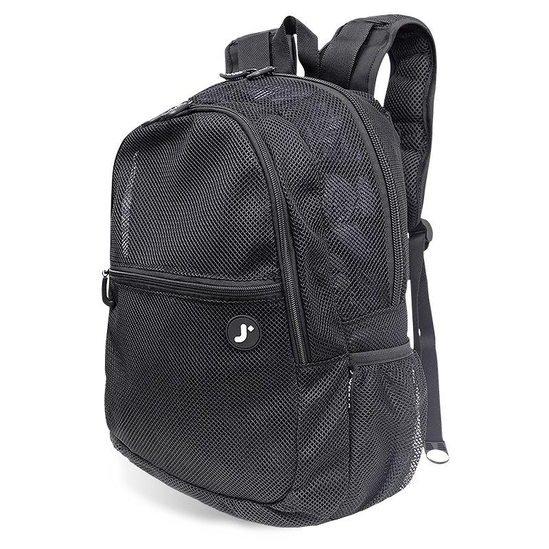 J World Mesh Backpack in Black — angle view 2 # color_Black