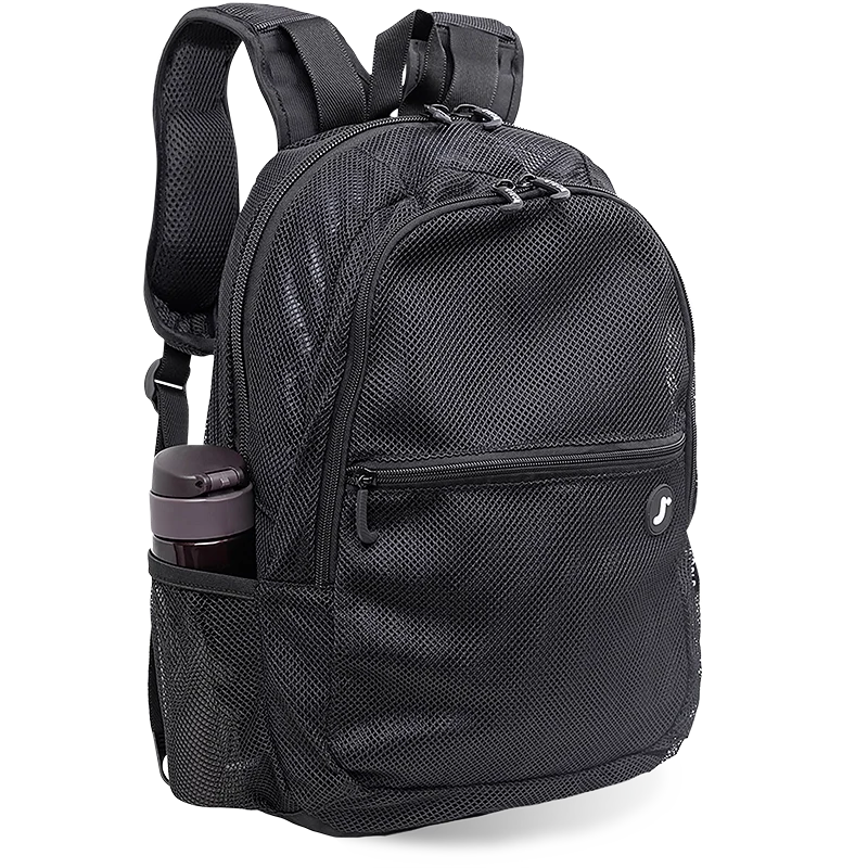 J World Mesh Backpack in Black — angle view 3 # color_Black