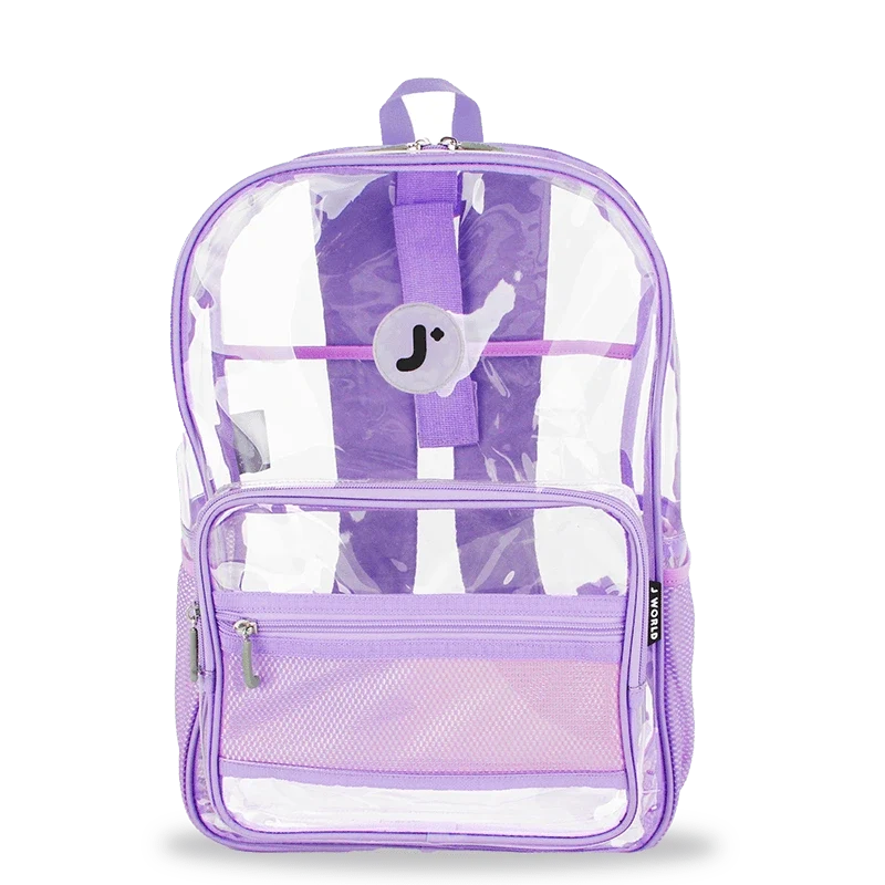 J World Clear Laptop Backpack in Digital Lavender — front view 2 # color_Digital Lavender