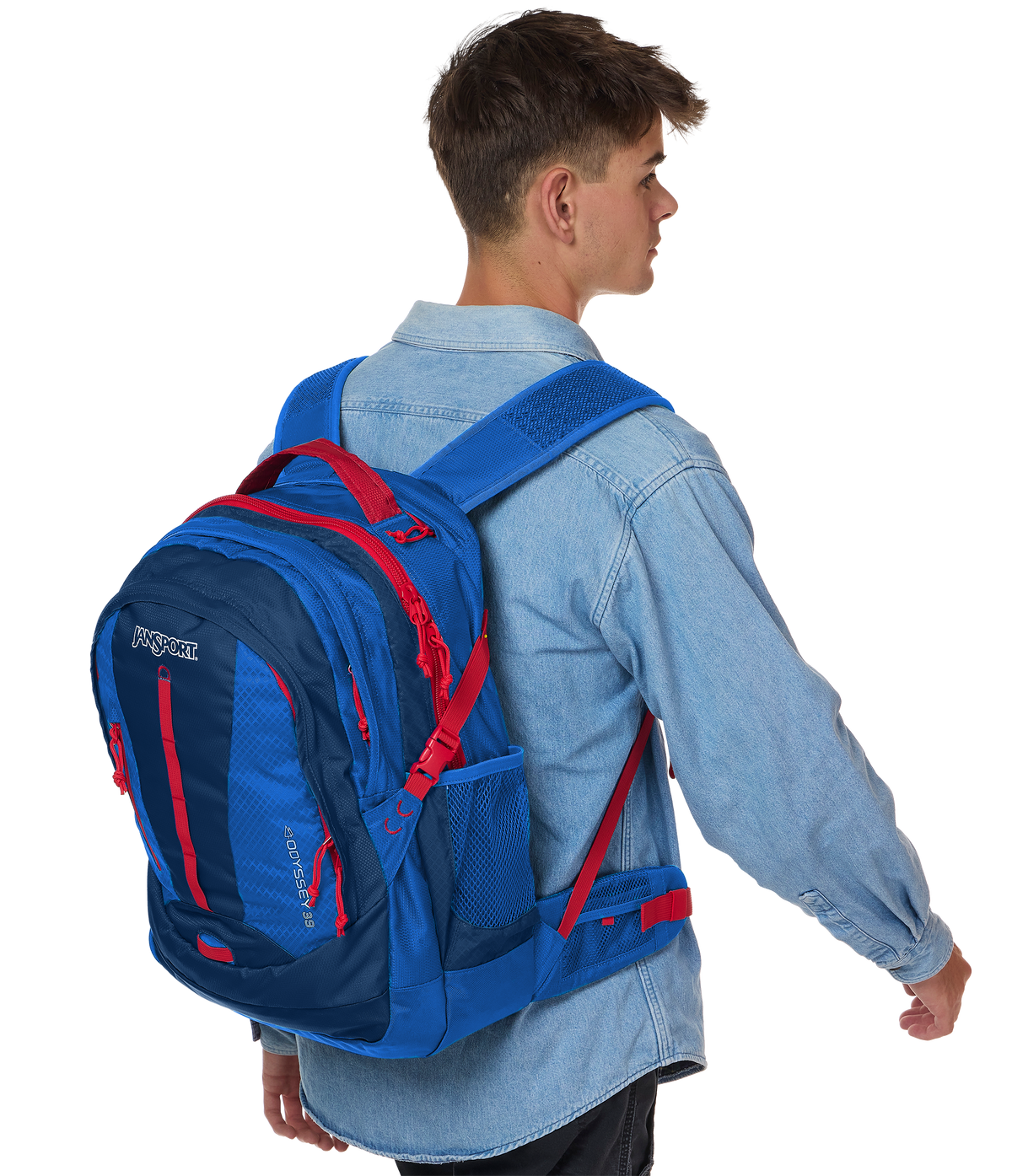 JanSport Odyssey Backpack in Navy — lifestyle