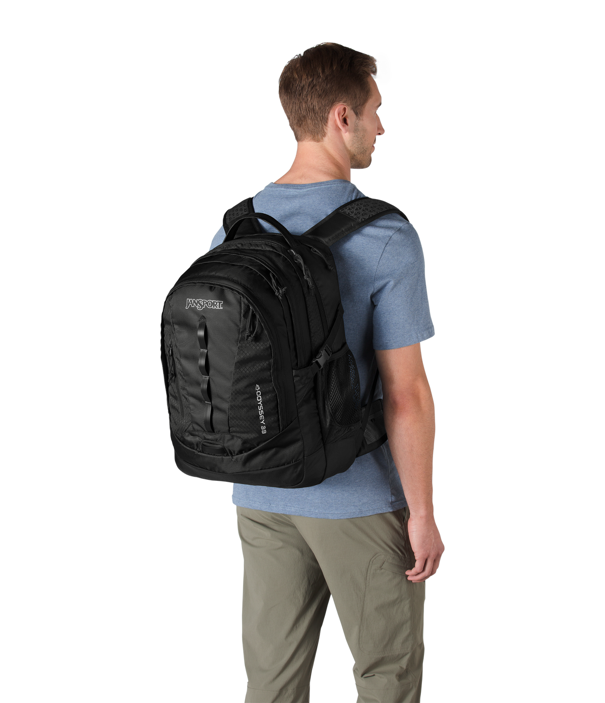 JanSport Odyssey Backpack in Black — lifestyle