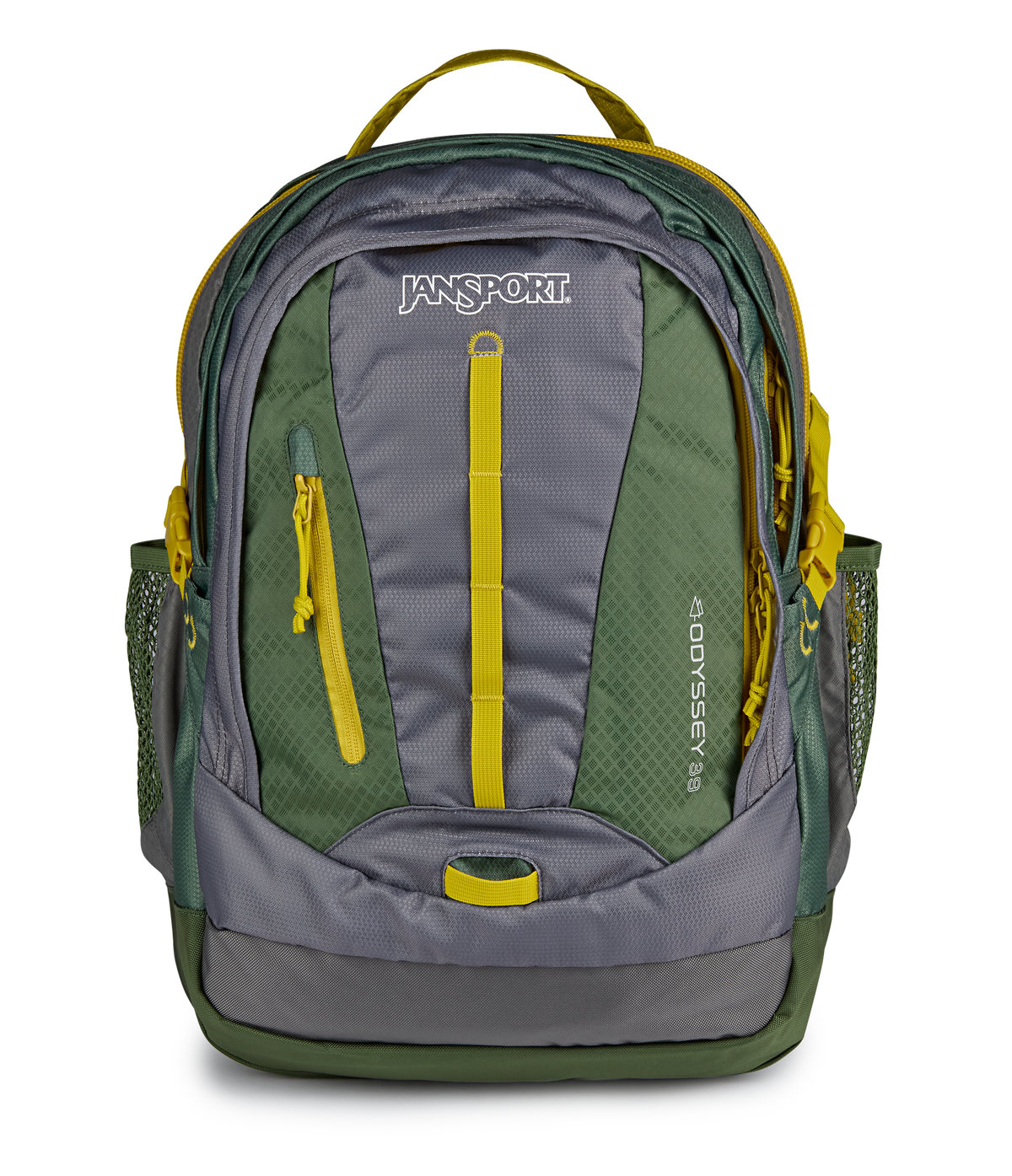 JanSport Odyssey Backpack in Cargo Green — front view # color_Cargo Green