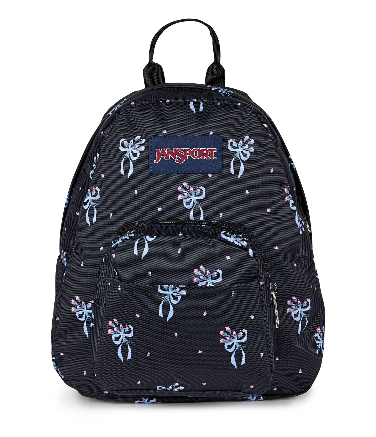 JanSport Half Pint in Pastel Petals Black — front view # color_Pastel Petals Black