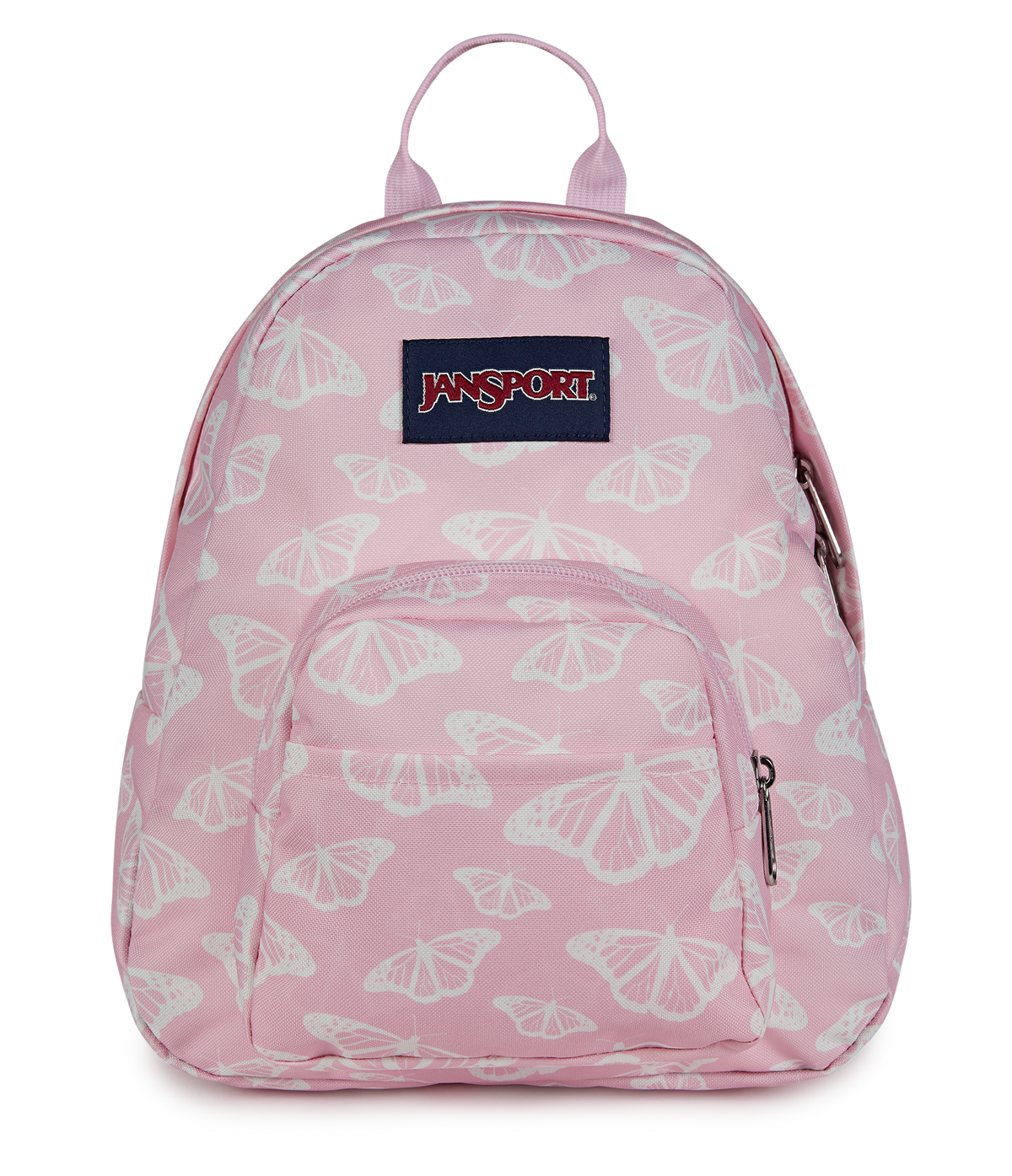JanSport Half Pint in Flutter By Pink — front view # color_Flutter By Pink